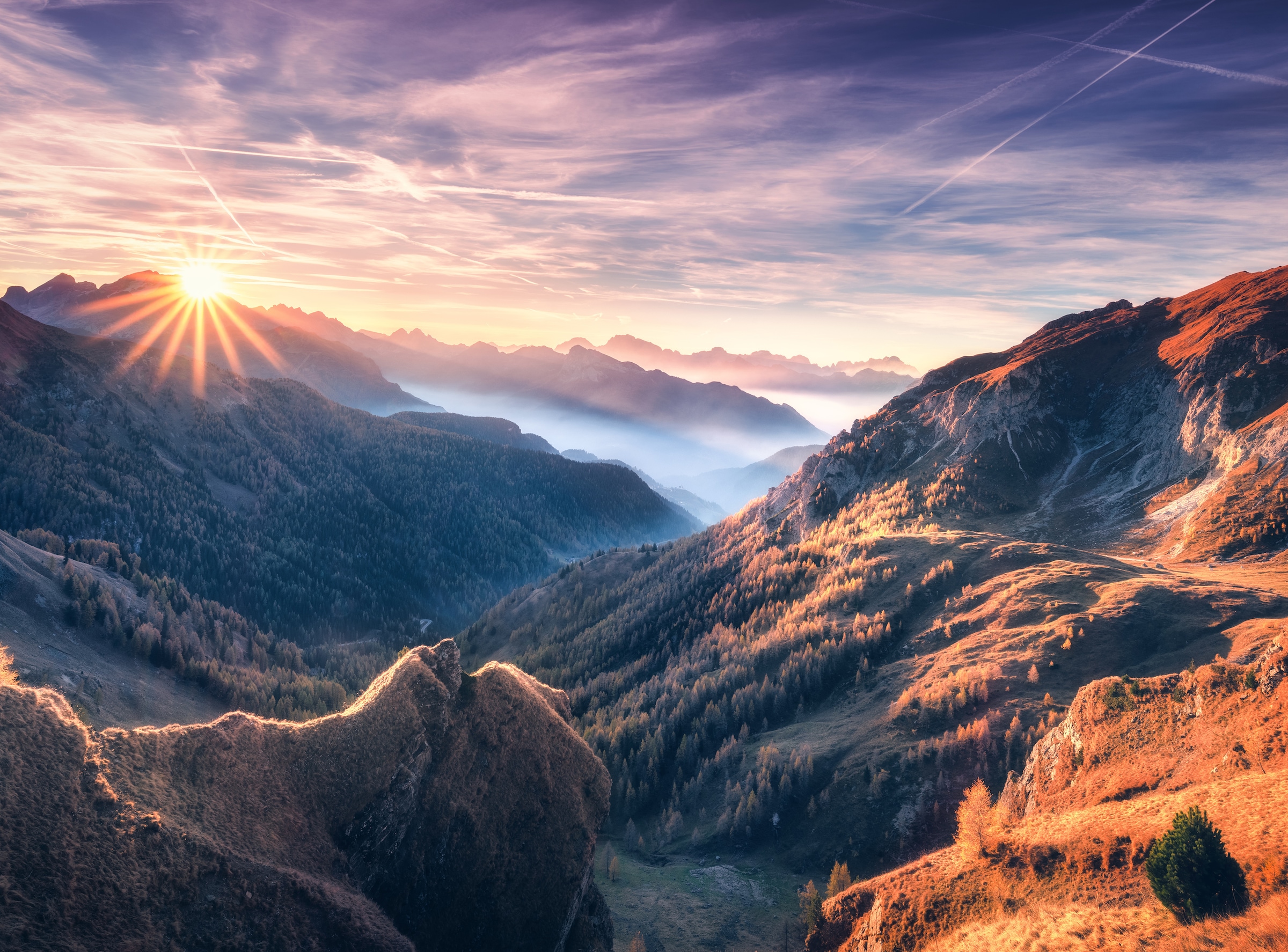 Papermoon Fototapete »Foggy Mountain View« glatt günstig online kaufen