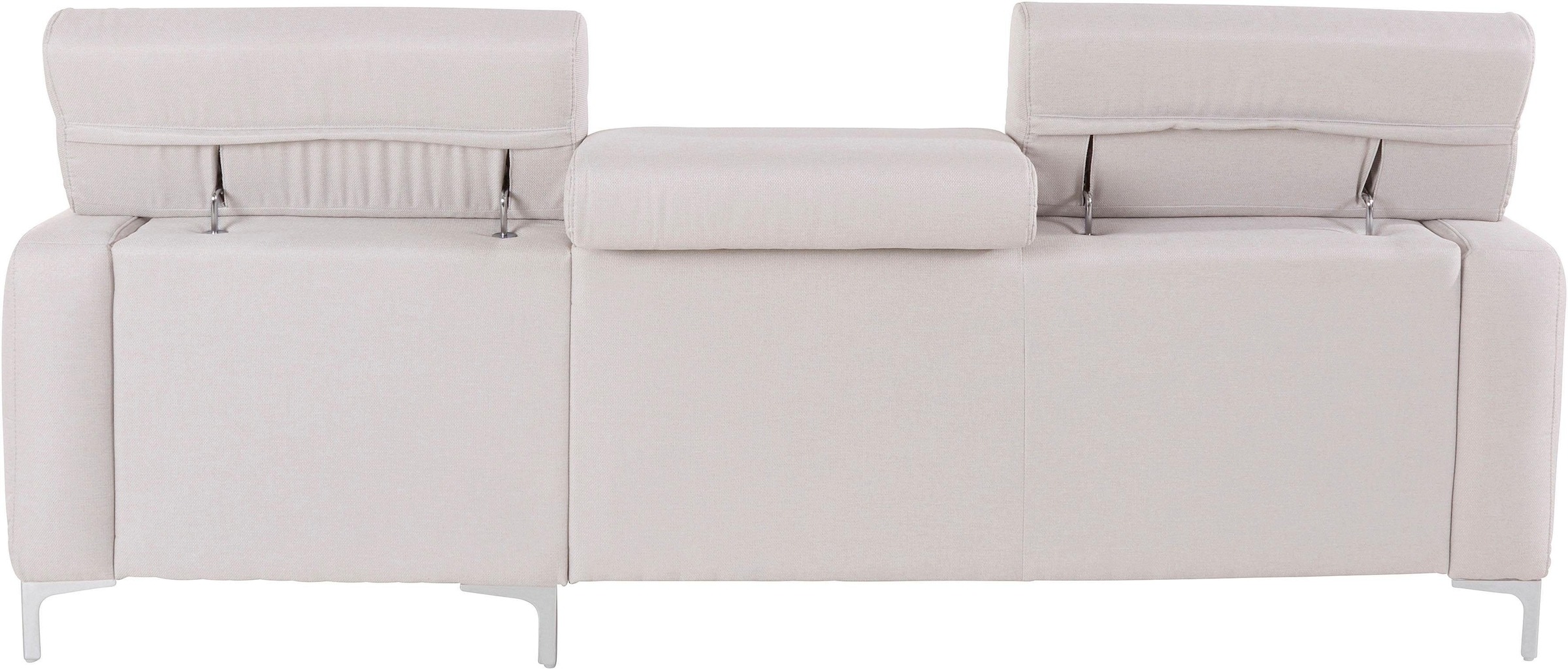 COTTA Polstergarnitur »Sammy L-Form«, (Set), Set bestehend aus: Ecksofa mit Kopfteilverstellung & Hocker