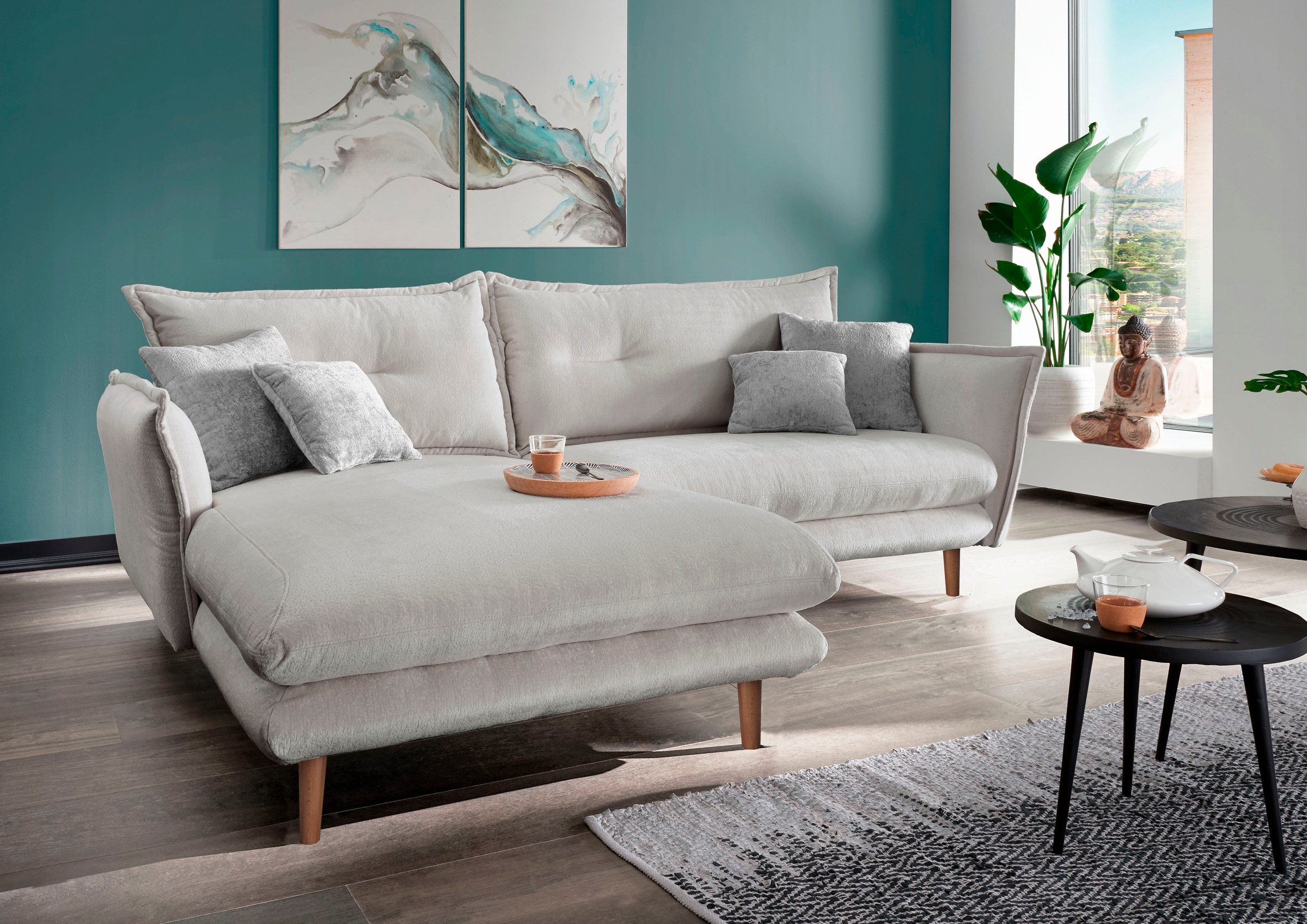INOSIGN Ecksofa »Lazio modern und bequem, schmale Armlehnen, tolle Detailve günstig online kaufen