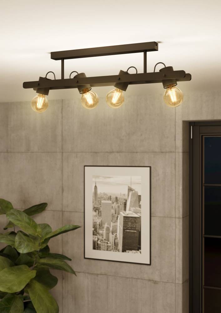 EGLO Deckenleuchte »PLIMSOLL« E27 1 Stk. Deckenlampe, Holz und Metall in Sc günstig online kaufen