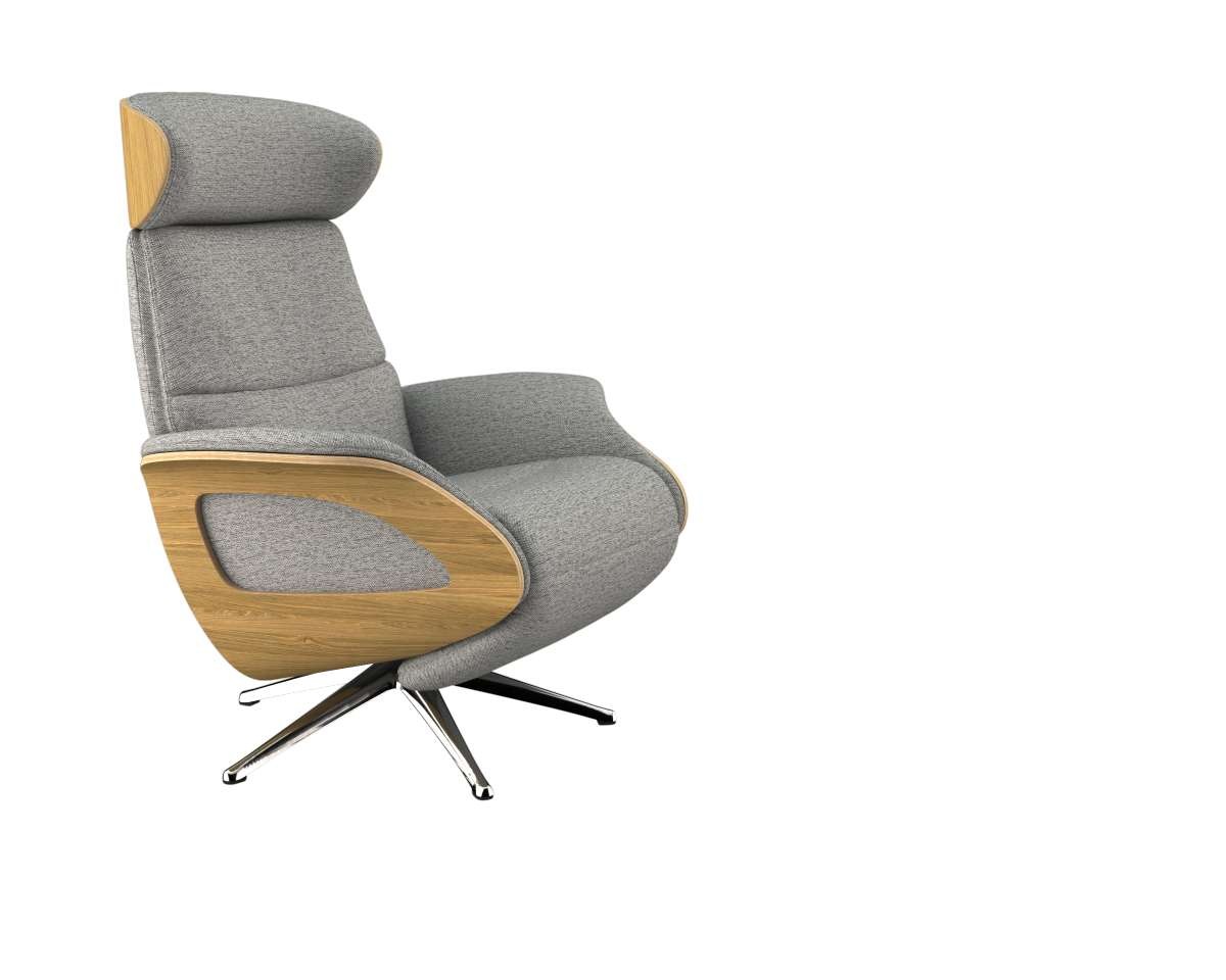 FLEXLUX Relaxsessel »Clement elektrischer Funktionsessel«, Größe M, Rücken & Fußteil elektrisch, Akku, Arml. Eiche, Fuß Alu