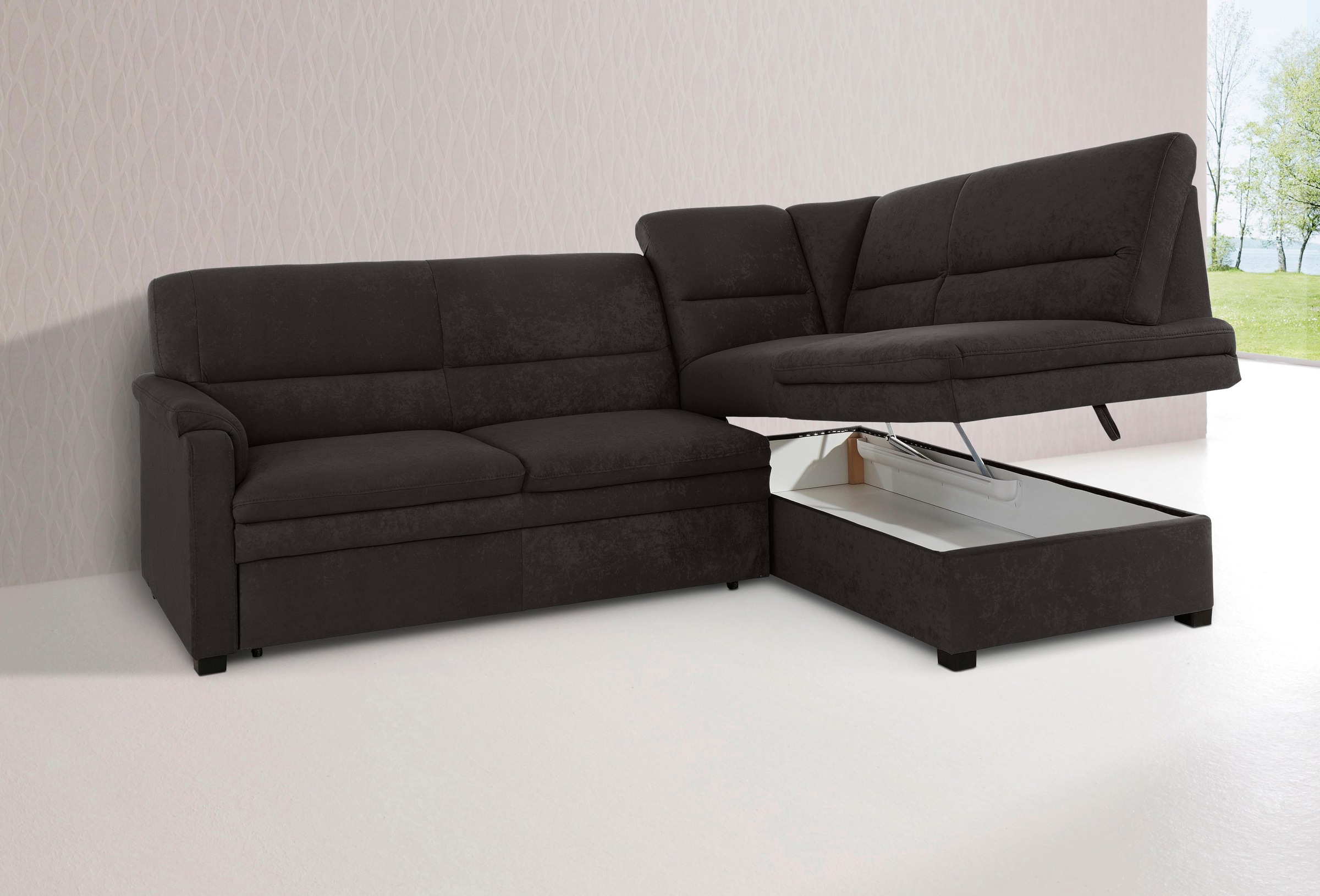 sit&more Ecksofa »Pisa L-Form«, mit Federkern, wahlweise mit Bettfunktion