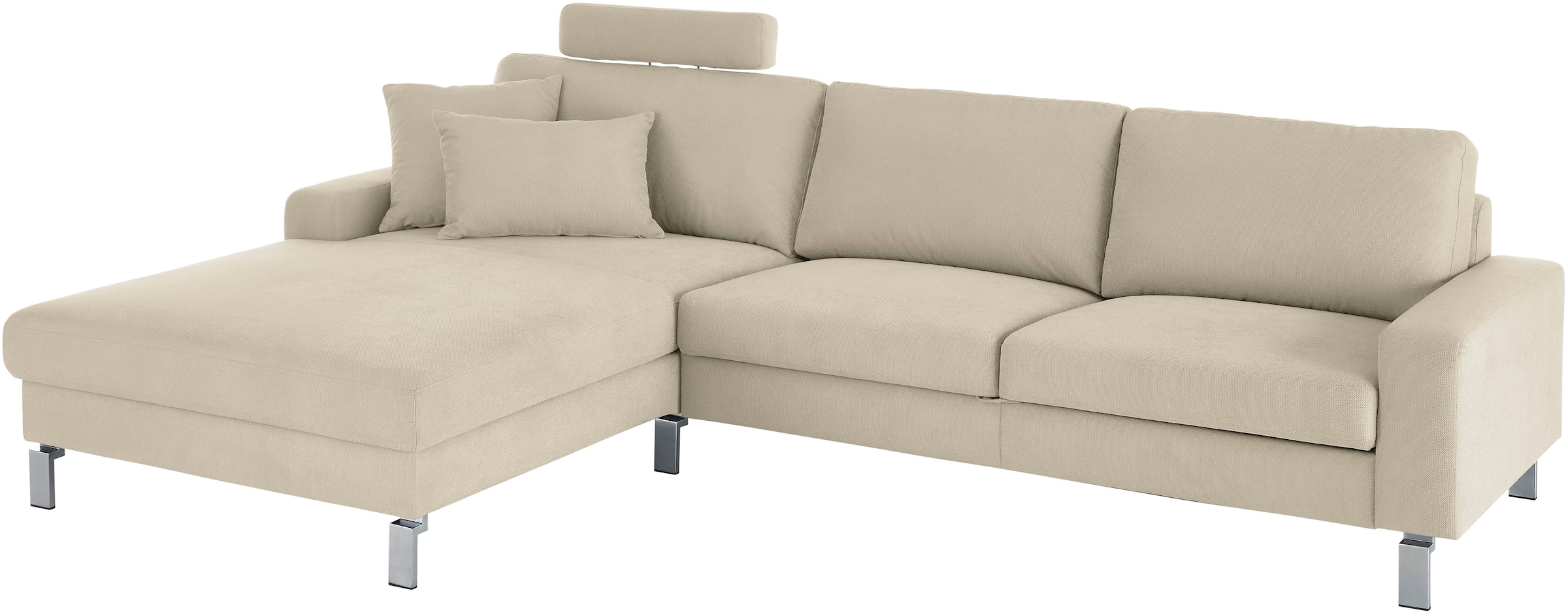 3C Candy Ecksofa »Lecce, wahlweise PUR-Schaumstoff oder Tonnentaschenfederkern«, Bett im 2,5-Sitzer, teilmotorische Schlaffunktion im Longchair, L-Form