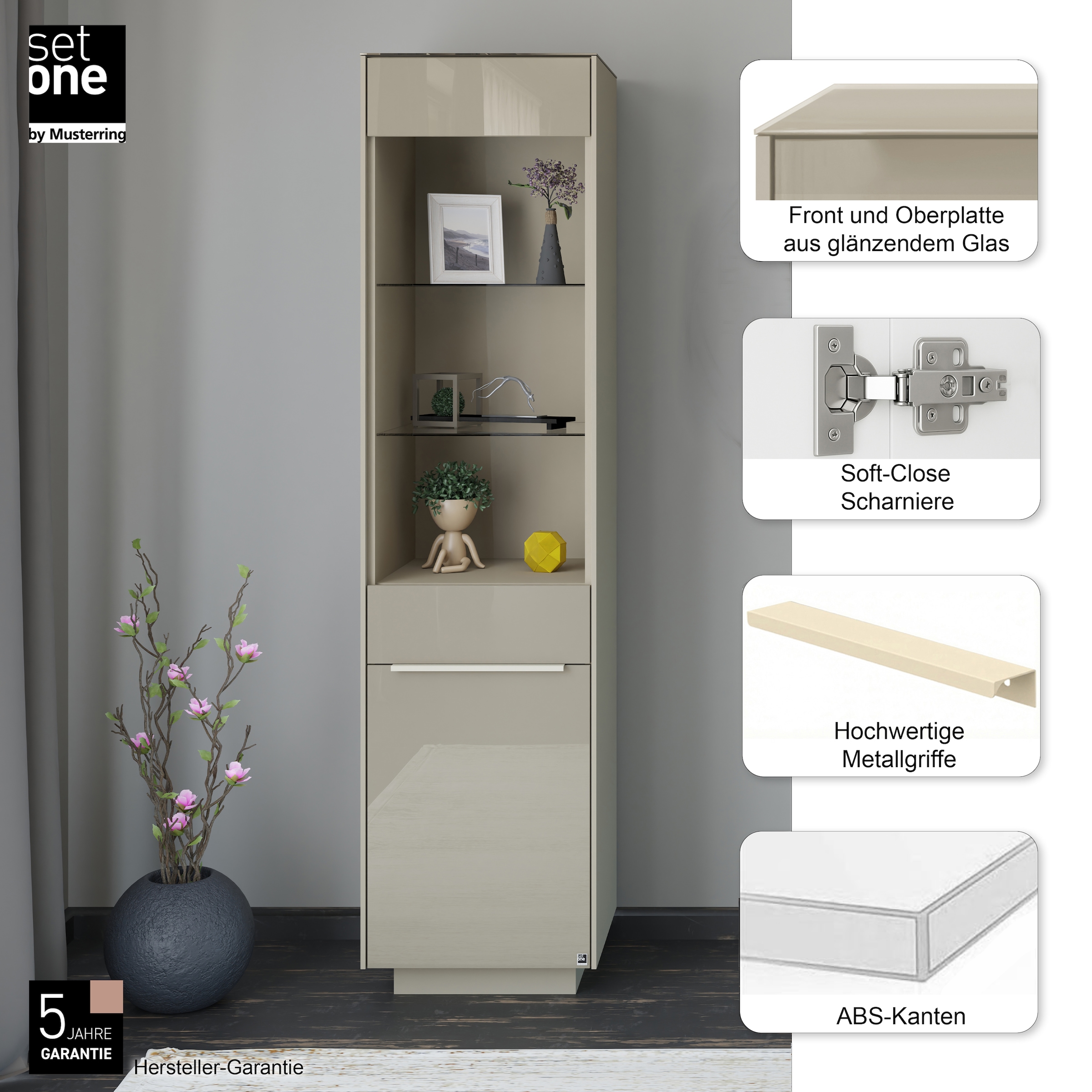 set one by Musterring Standvitrine »Reno« 1 Stk. tlg. Mit Sockel in diversen Farben, 193 cm Höhe & Farbauswahl