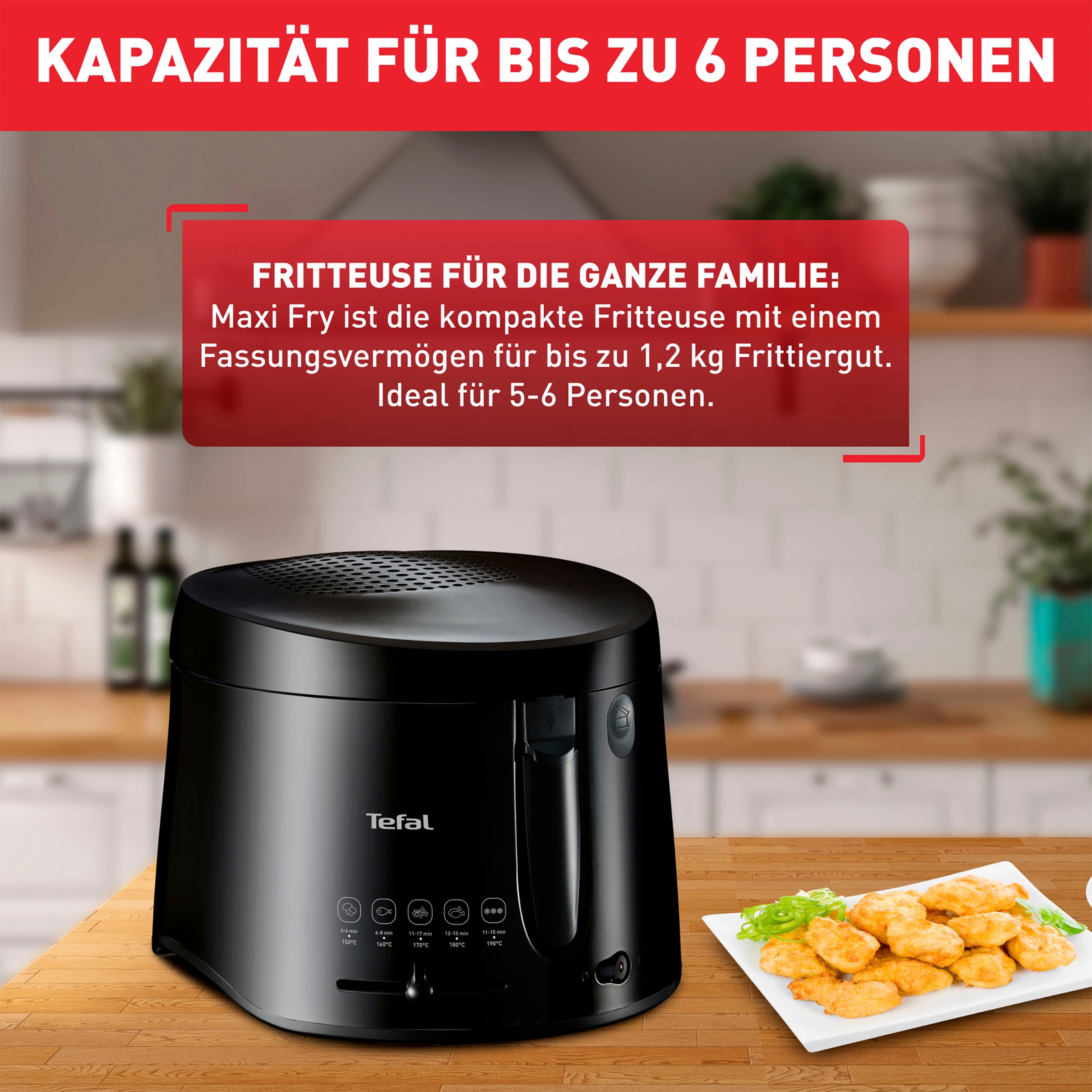 Tefal Fritteuse »Maxi Fry«, 1900 W, Fassungsvermögen 2,1 l, Cool Wall Technologie, Familienkapazität, FF1078