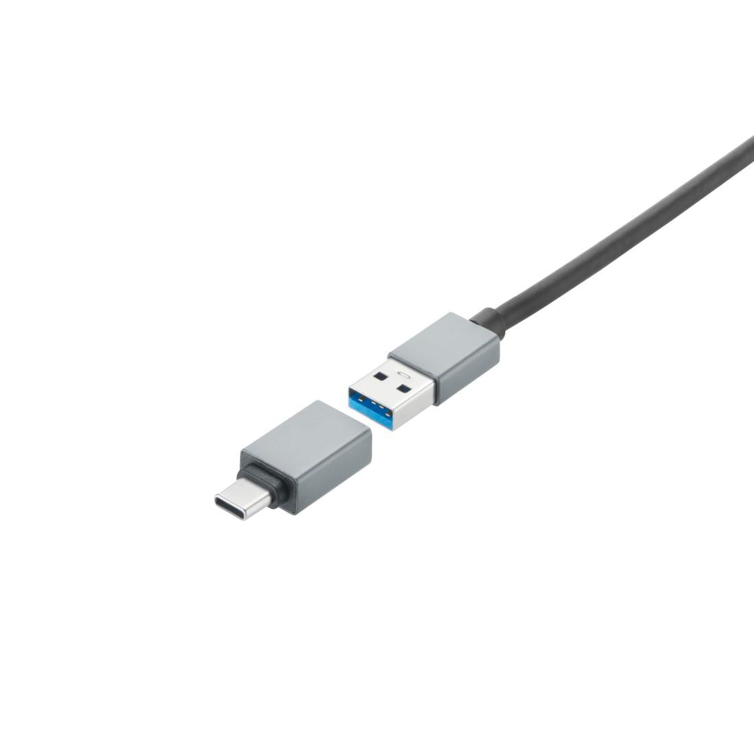 Hama USB-Adapter »USB Hub mit Netzteil und Adapter, 7 Ports mit USB C und USB A Stecker«, 100 cm
