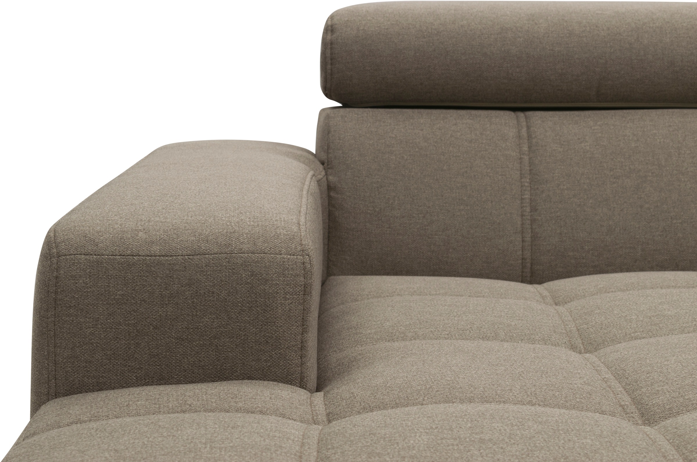 DOMO collection Ecksofa »Trento L-Form, mit Kufenfuß oder Einzelfuß«, wahlweise mit Kopfteilverstellung, Recamiere links/rechts bestellbar