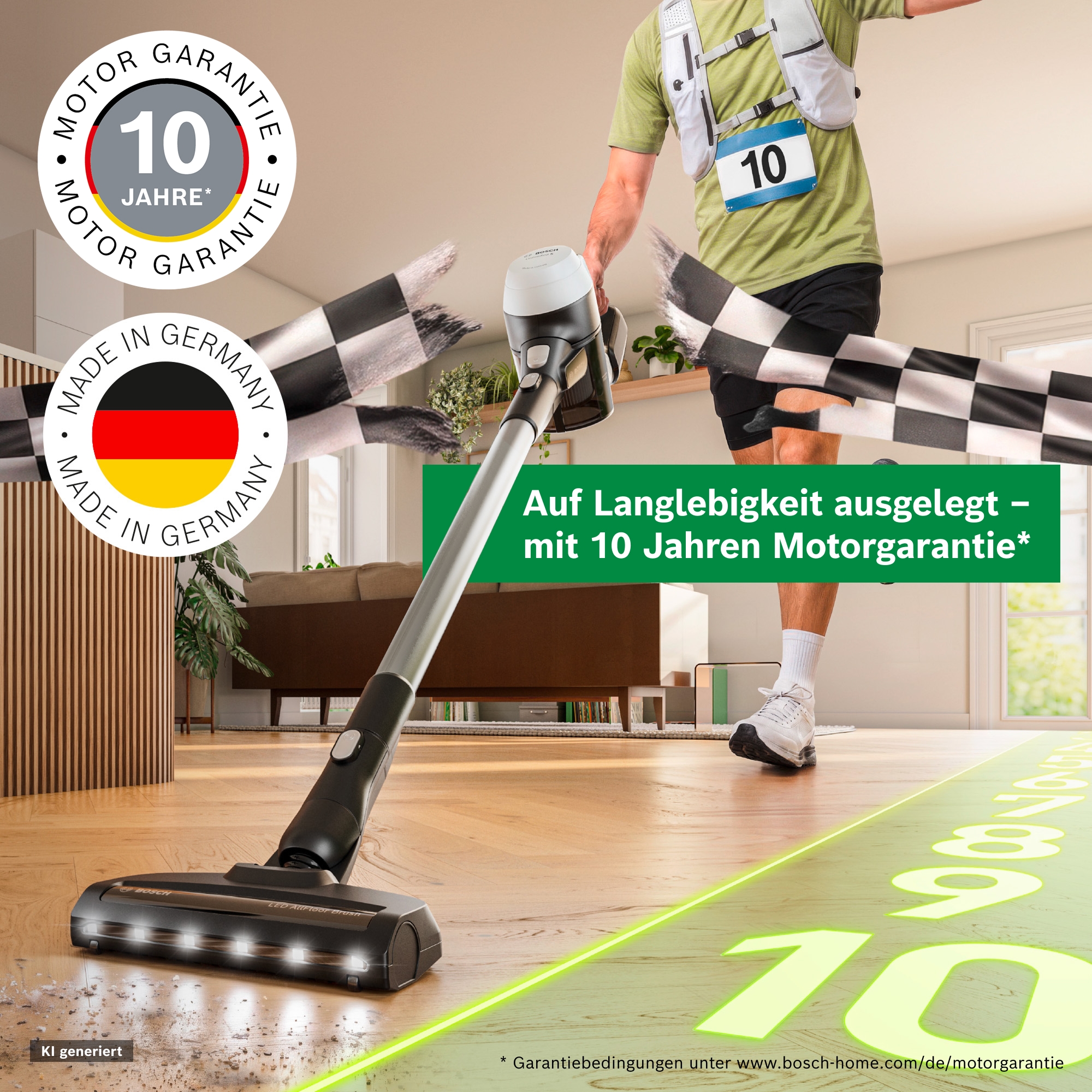 BOSCH Akku-Stielstaubsauger »Unlimited 5 BBU52WBA, LED-Düse, Made in Germany« starke Saugleistung, bis zu 50 Min. Laufzeit, Fugendüse, leicht, weiß