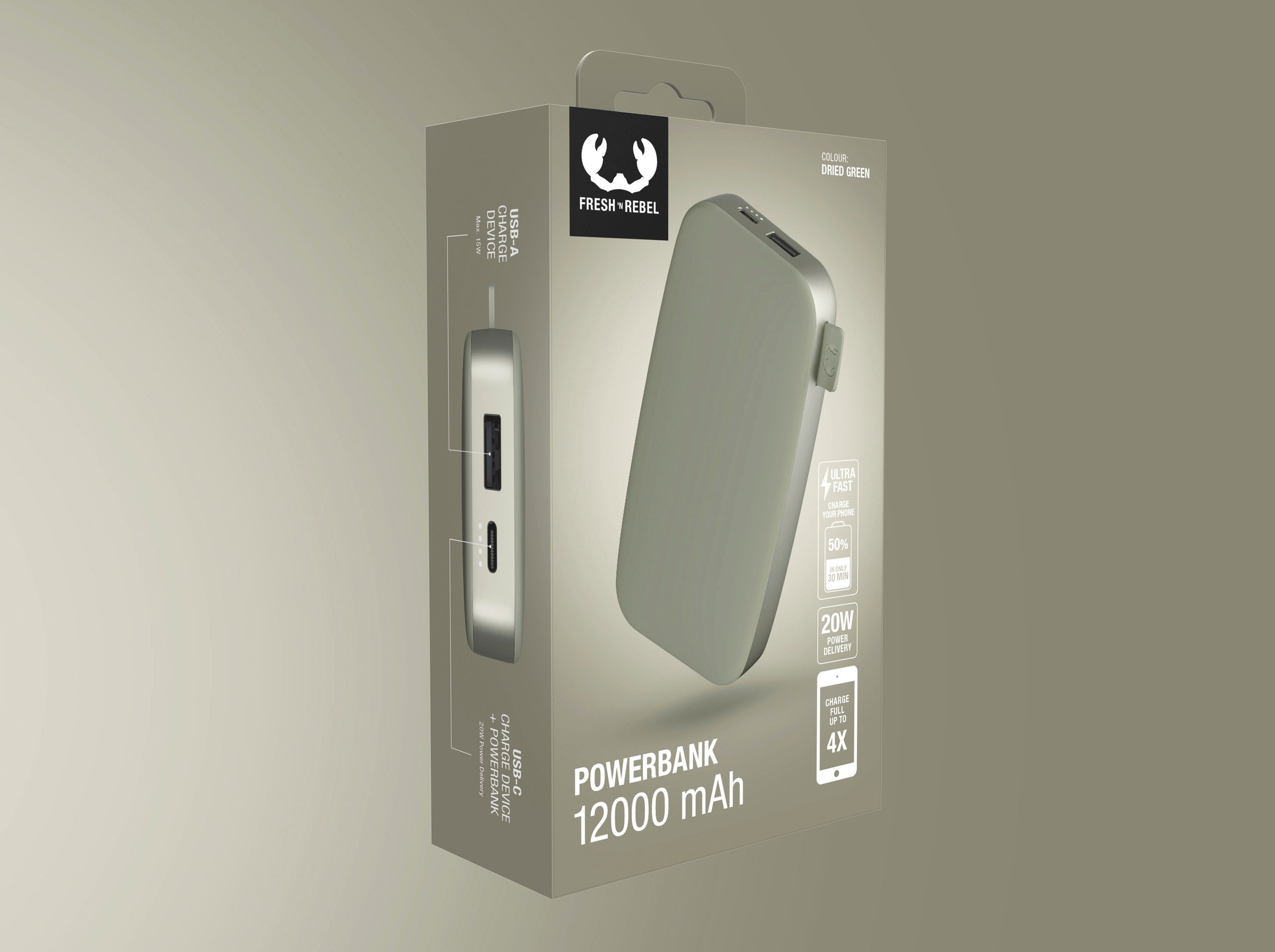 Fresh´n Rebel Powerbank »Power Pack 12000mAh mit USB-C, Ultra Fast Charge & 20W PD«