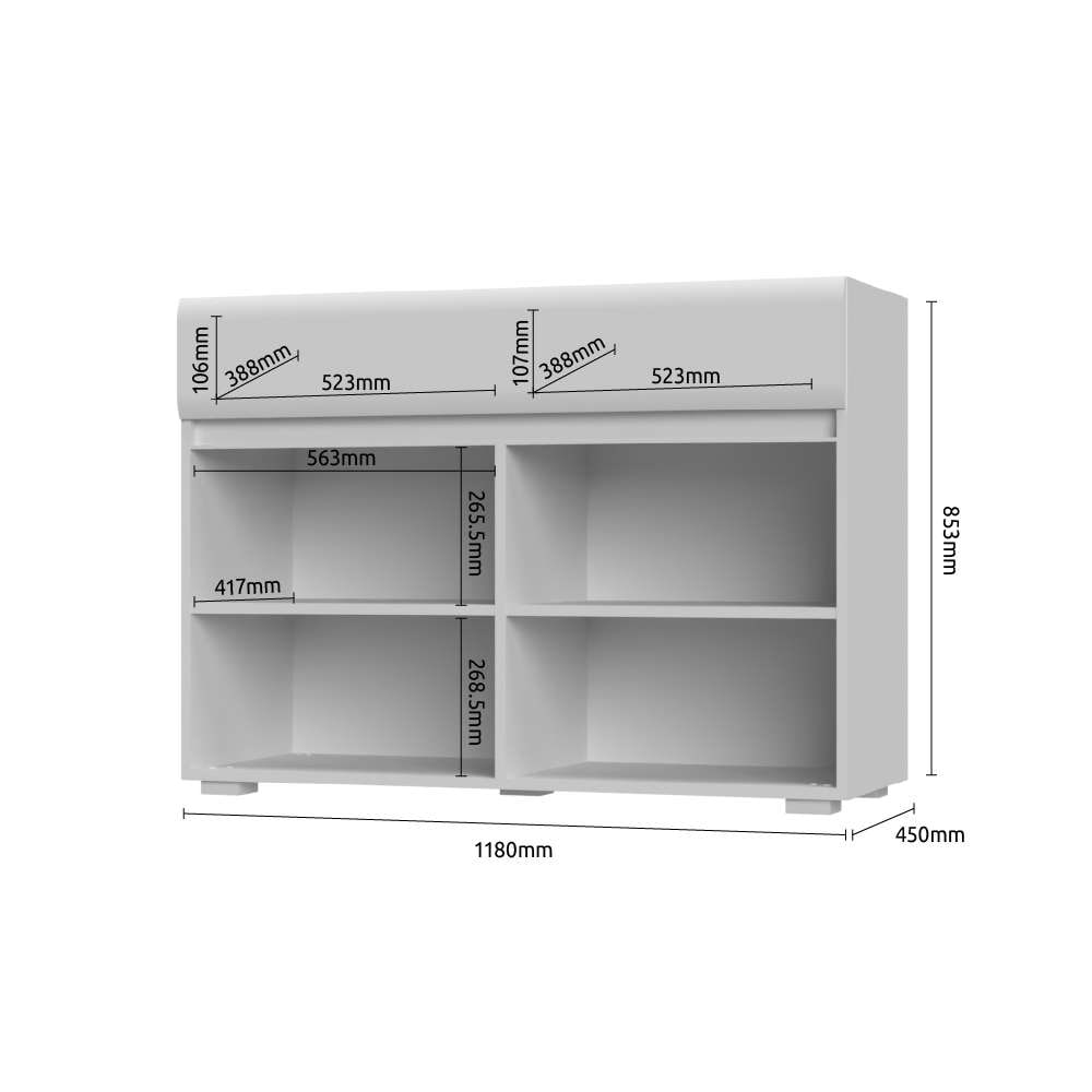 Places of Style Kombikommode »Invictus, 118oder 176/85/45cm (B/H/T), kratzfeste UV Lackierung«, (Soft-Close Funktion, höhenverstellbare Füße), 2trg., mit 1 Schublade, moderne grifflose Optik, FSC-zertifiziert