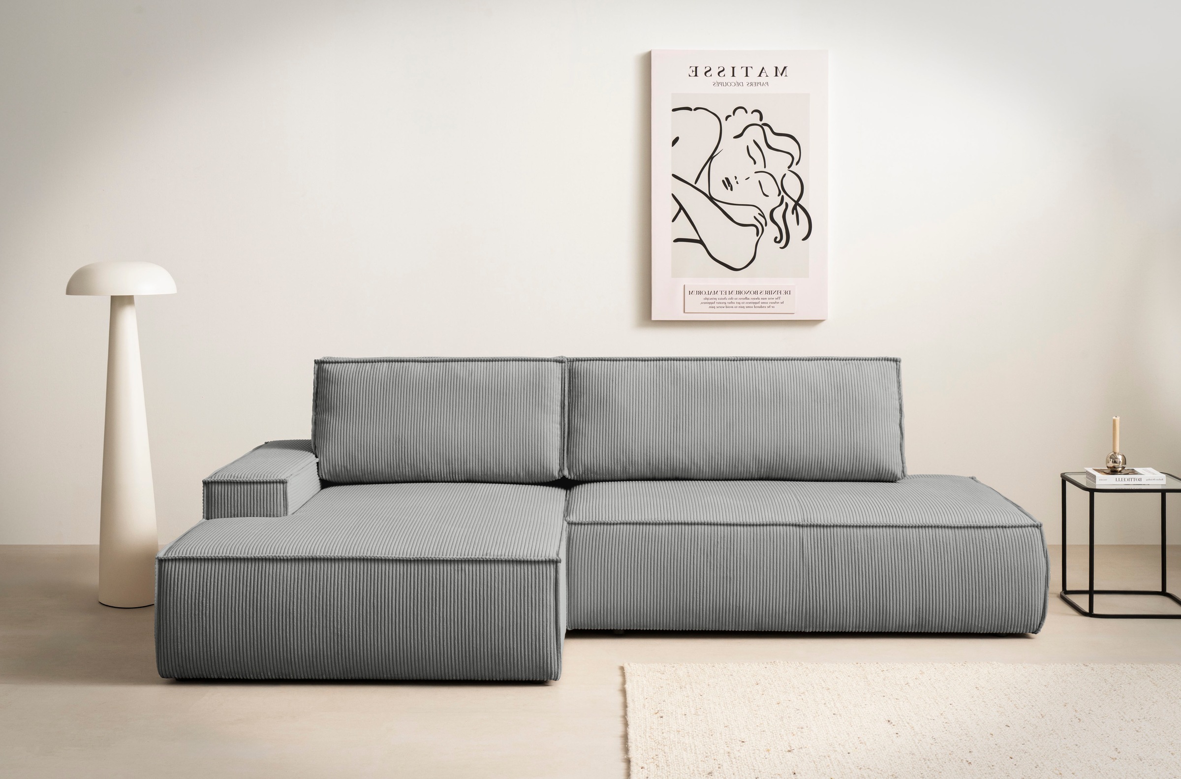 Home affaire Ecksofa »SHERWOOD, Schlafsofa in L-Form offen (275cm), Cord, L günstig online kaufen
