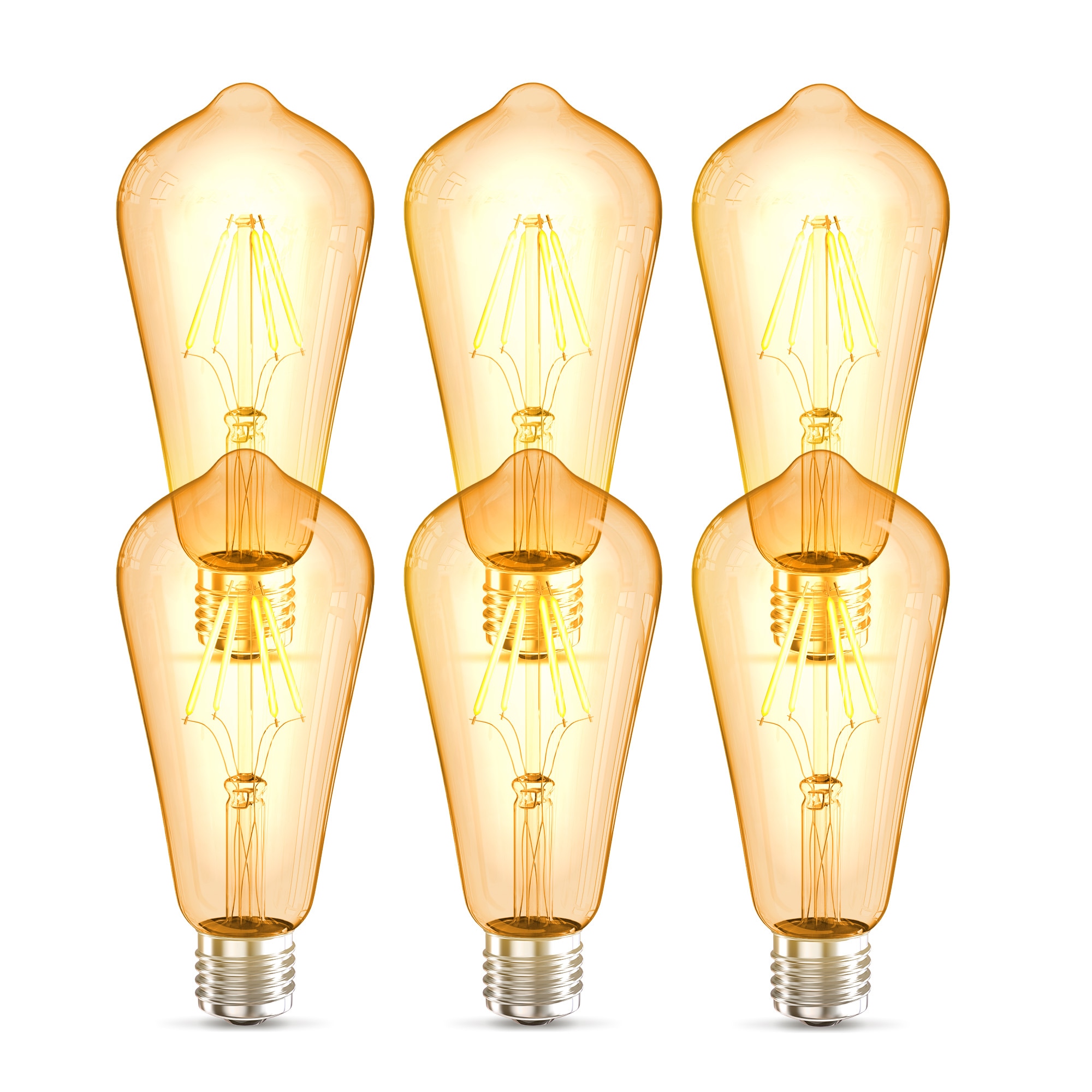 B.K.LICHT LED-Leuchtmittel »LED Leuchtmittel 6er Set E27 ST64« E27 6 Stk. Warmweiß 2.700 K Edison Vintage Glühbirne Filament Amber