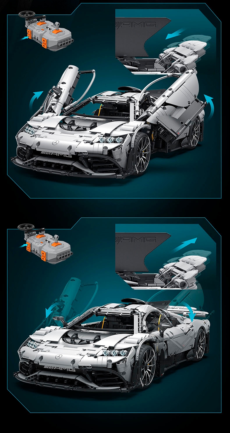 Jamara RC-Auto »CaDA, Mercedes-AMG ONE 1:8 grau 2,4GHz Bricks«, (3295 tlg.), mit LED Licht