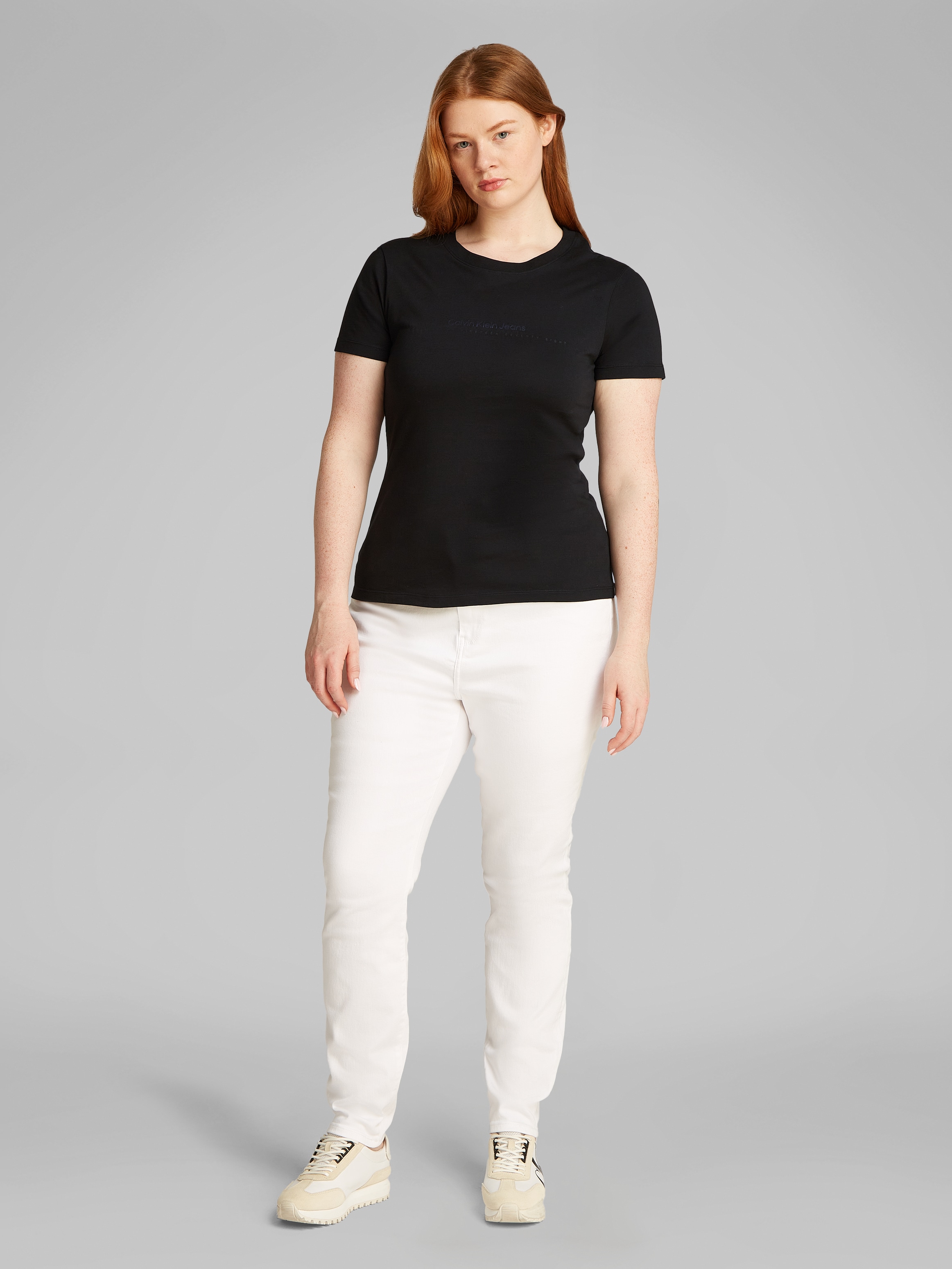 Calvin Klein Jeans Plus T-Shirt »PLUS INSTIT GRAPHIC SLIM TEE«, in großen Größen, Logoschriftzug