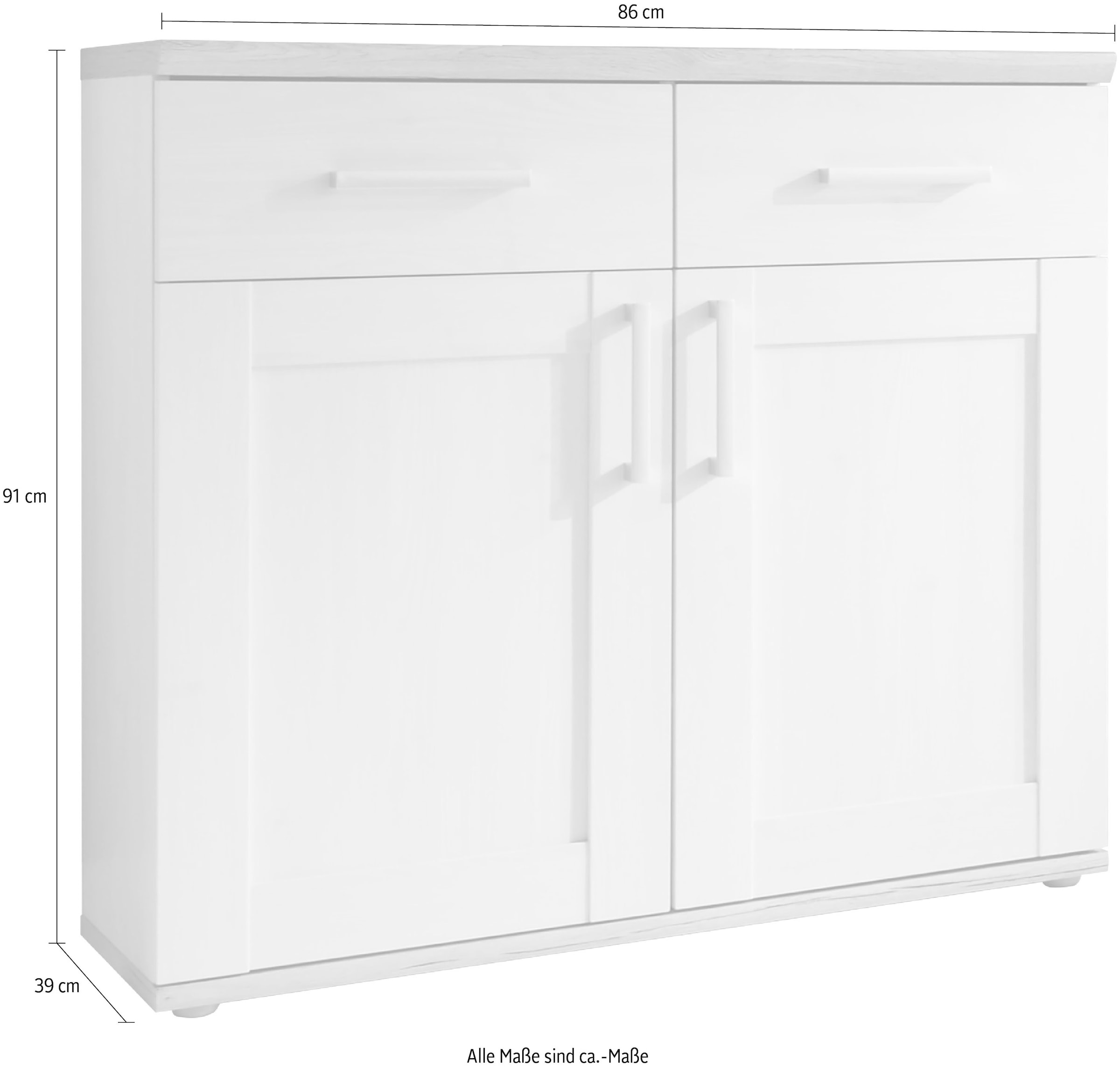 HBZ Schuhschrank »Romance im Landhausstil, BxHxT 96x91x39 cm«, (1 St.), Schuhkommode mit 2 Türen, 2 Schubkästen, 2 Einlegeböden