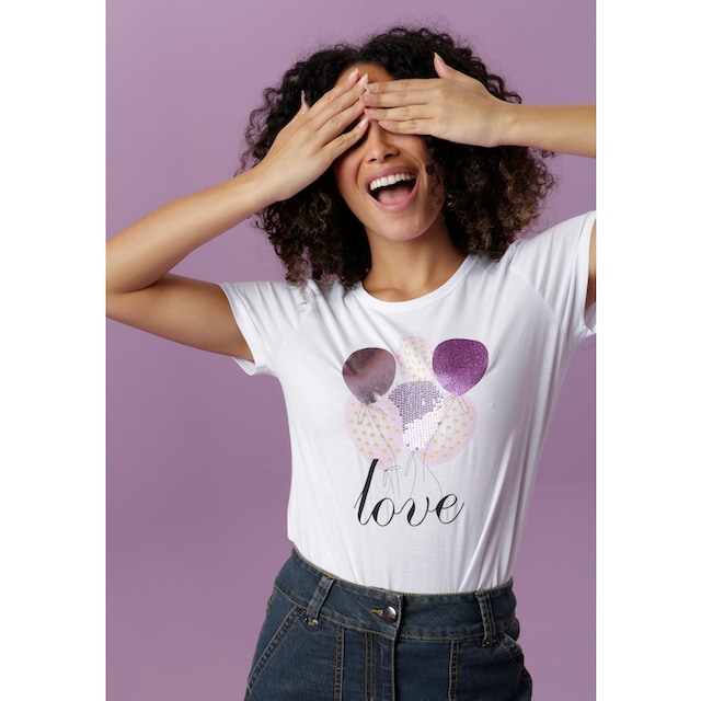 Aniston CASUAL T-Shirt, mit Luftballons bedruckt, teilweise mit Pailletten  und Glitzerdruck bestellen