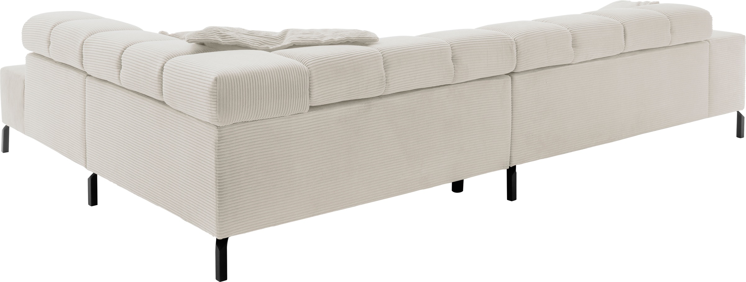 INOSIGN Ecksofa »Ancona New, wahlweise motorische Sitztiefenverstellung, auch in Cord«, feine Steppung, mit Kopfteilverstellung, 3 Zierkissen, L-Form