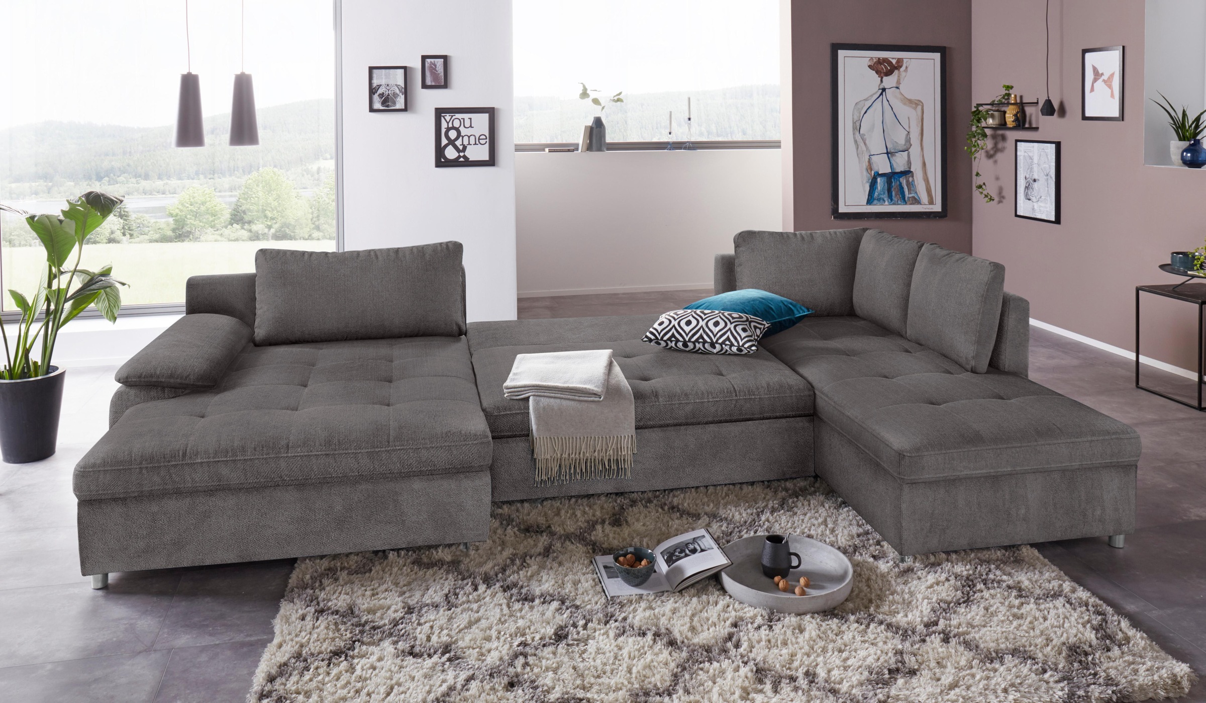 sit&more Wohnlandschaft »Labene U-Form« wahlweise mit Bettfunktion und Bett günstig online kaufen