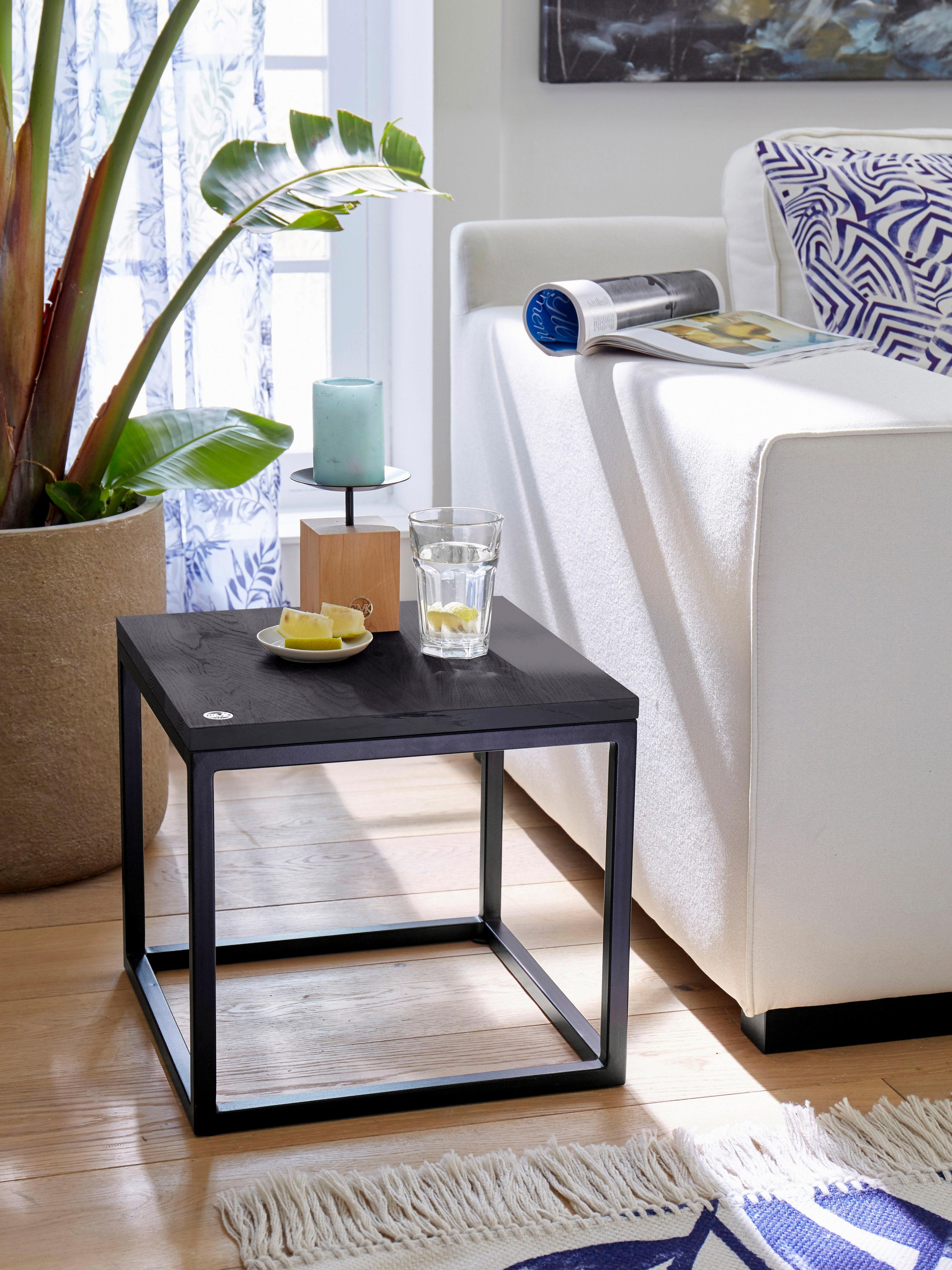 Home affaire Couchtisch »Voorst« aus massiver Eiche und Metallgestell günstig online kaufen