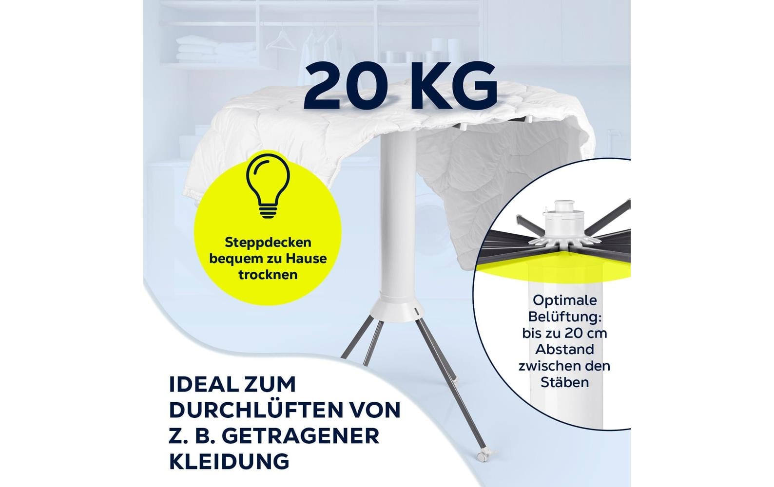 EASYmaxx Wäscheständer »8 m Leine, 20 kg Wäsche« Wäscheständer mit ausziehbaren Armen