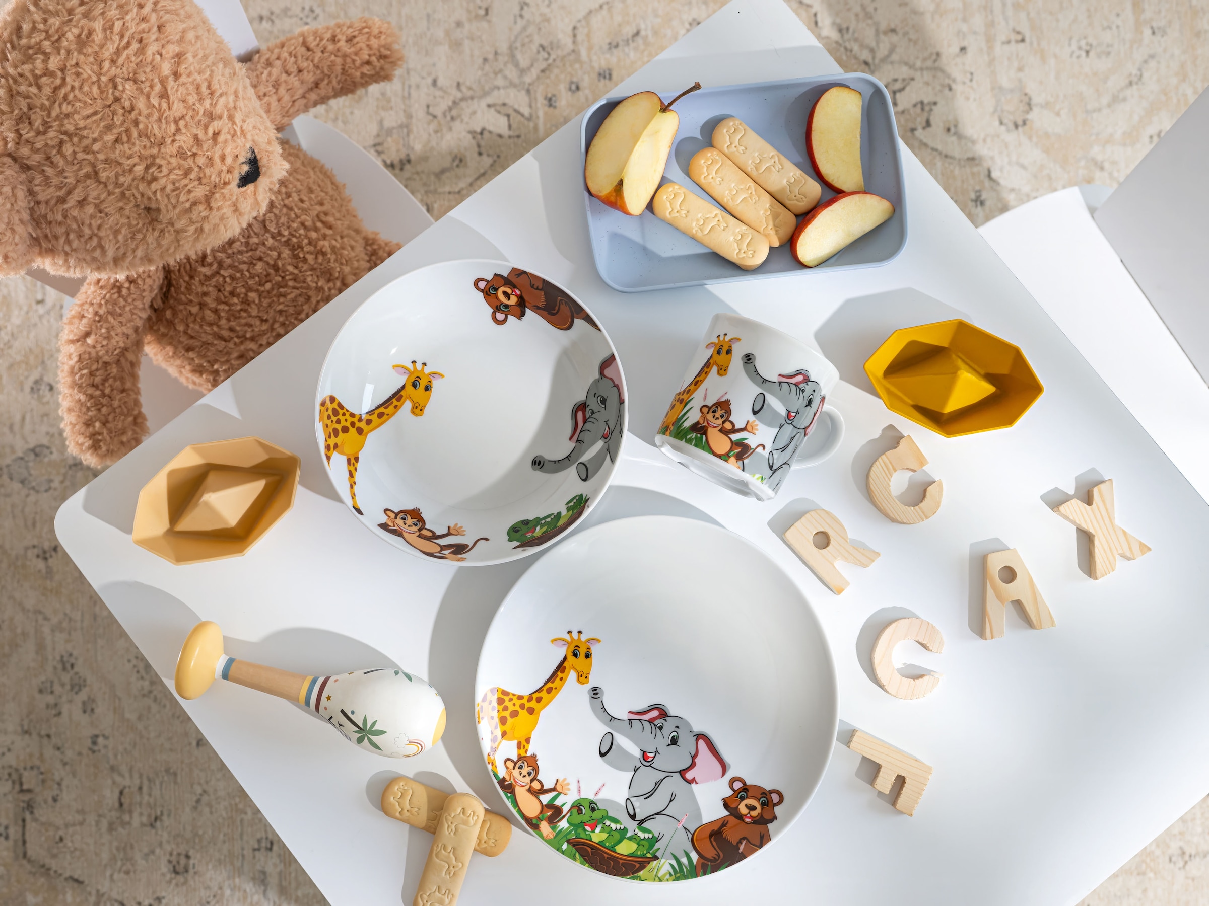 CreaTable Kindergeschirr-Set »Zoo« Dekor mit lustigen Zoobewohnern, Made in Europe, 3 Teile, für 1 Person