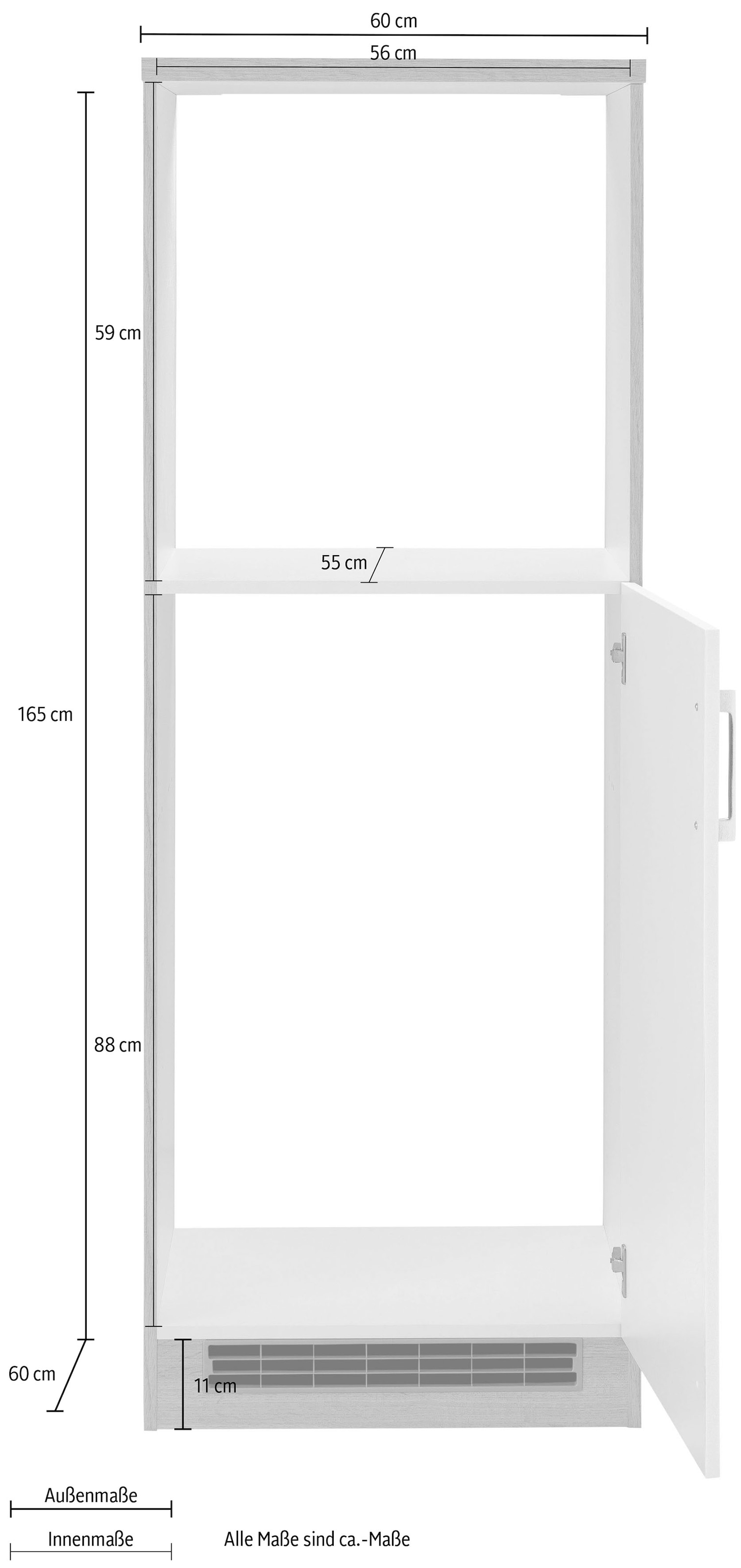 KOCHSTATION Backofen/Kühlumbauschrank »KS-Colmar«, 60 cm breit, 165 cm hoch, für Einbaukühlschrank und Einbaubackofen