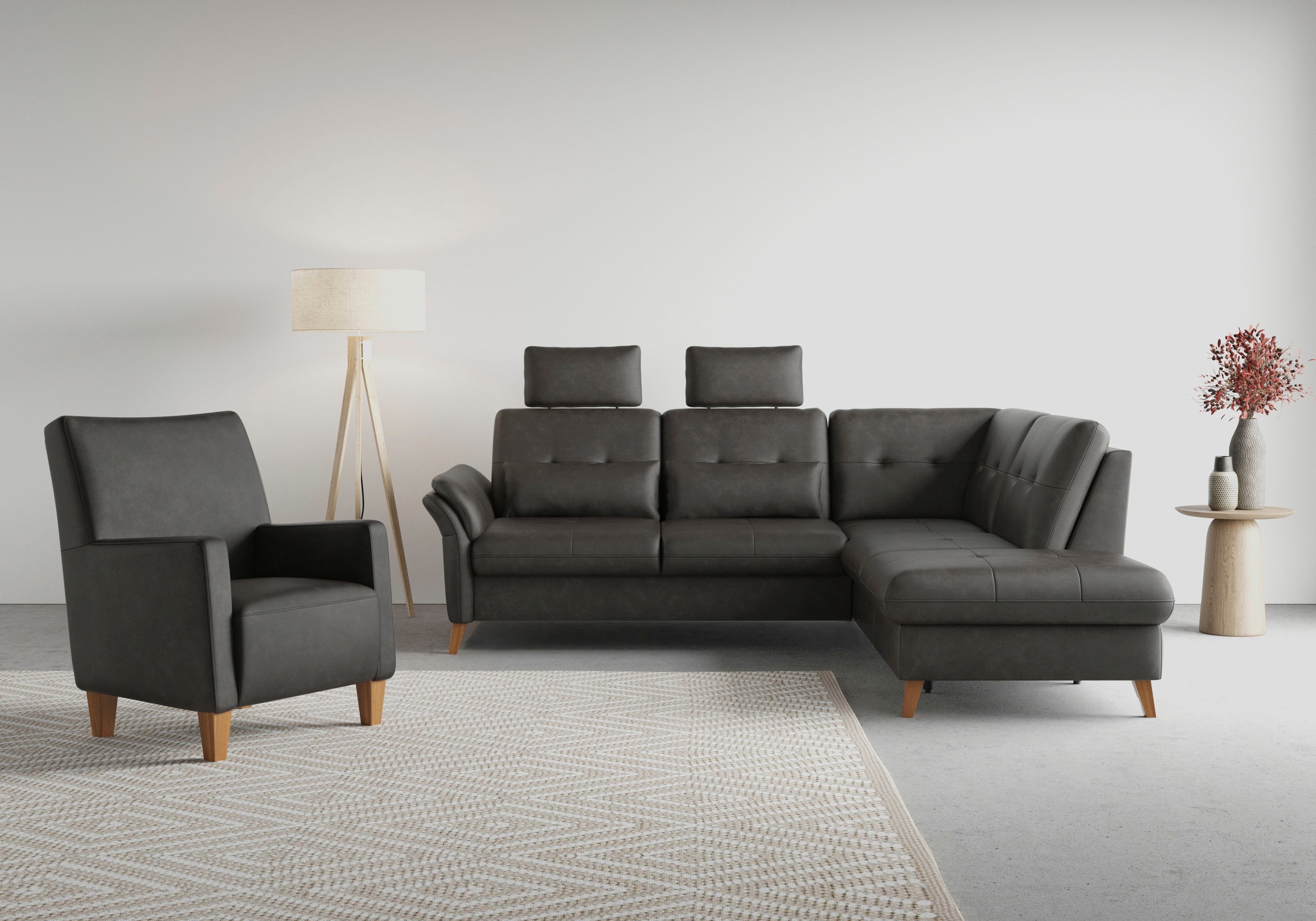 sit&more Ecksofa »Göteborg«, inkl. Sitztiefenverstellung, wahlweise mit Bettfunktion & Bettkasten