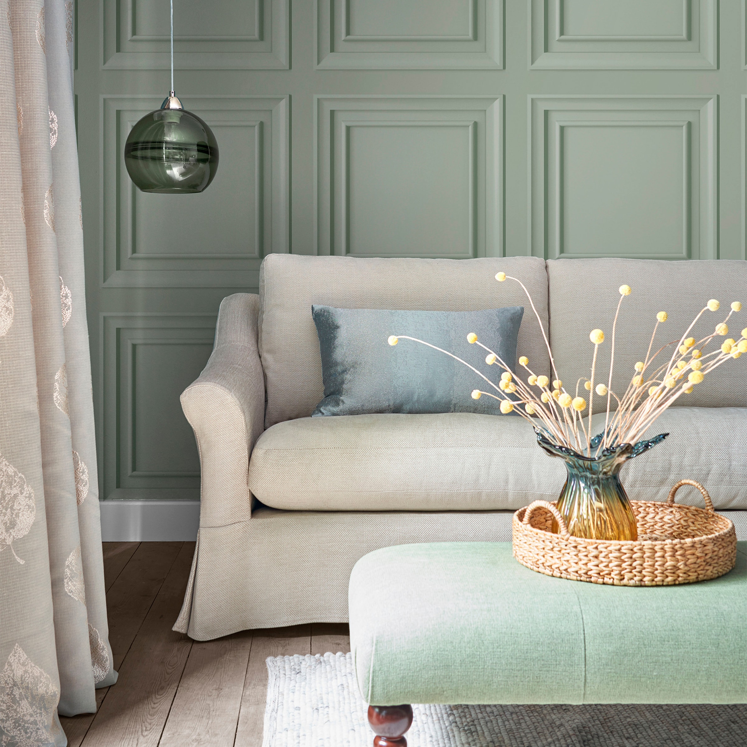 LAURA ASHLEY Vliestapete »Laura Ashley Redbrook Wood Panel Sage Vliestapete« 3D-Optik glatt Laura Ashley Redbrook Wood Panel Sage Vliestapete