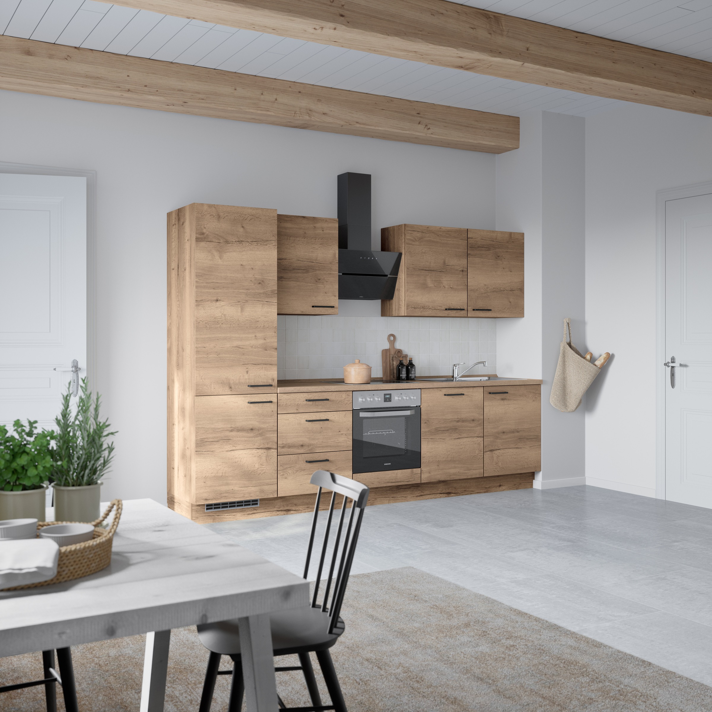 nobilia® Küchenzeile »"Structura II"« vormontiert, Ausrichtung wählbar, Breite 300 cm, wahlw. mit E-Geräten