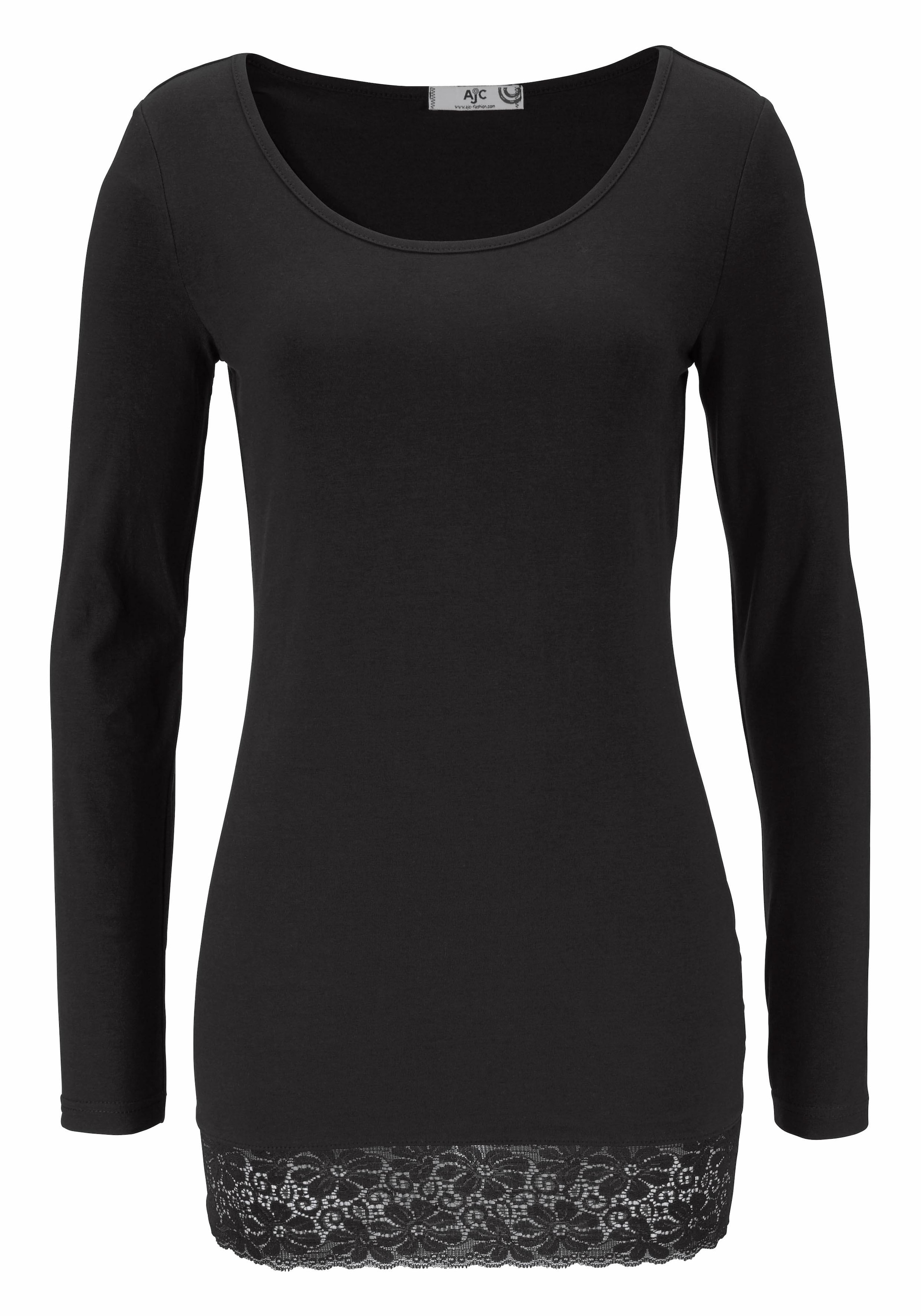 AJC Longshirt Langarm,  figurbetonter Schnitt,  unifarben,  Rundhalsausschnitt