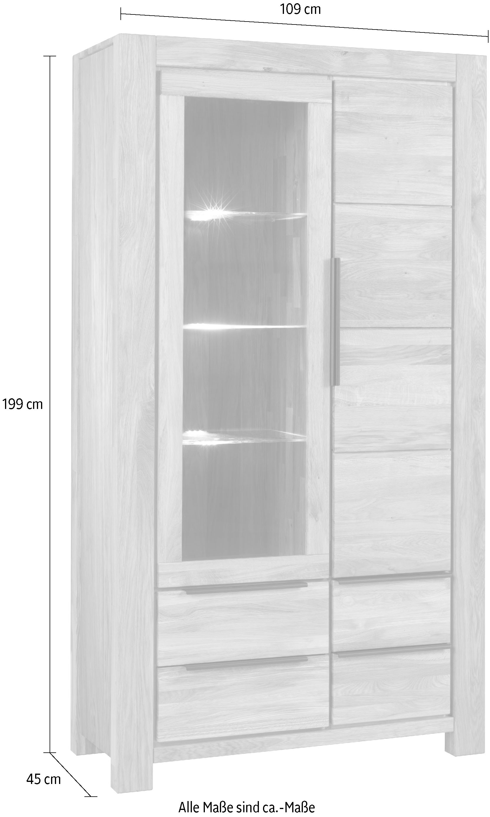 Home affaire Vitrine Schubladen mit Selbsteinzug, Türen mit Dämpfern für sanftes Schließen