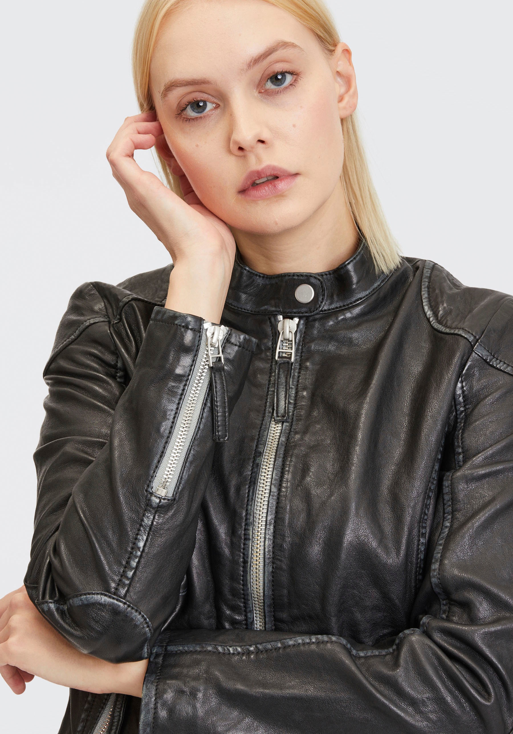 Mauritius Lederjacke »GWFaiza«, mit Patch-Design am Ellenbogen