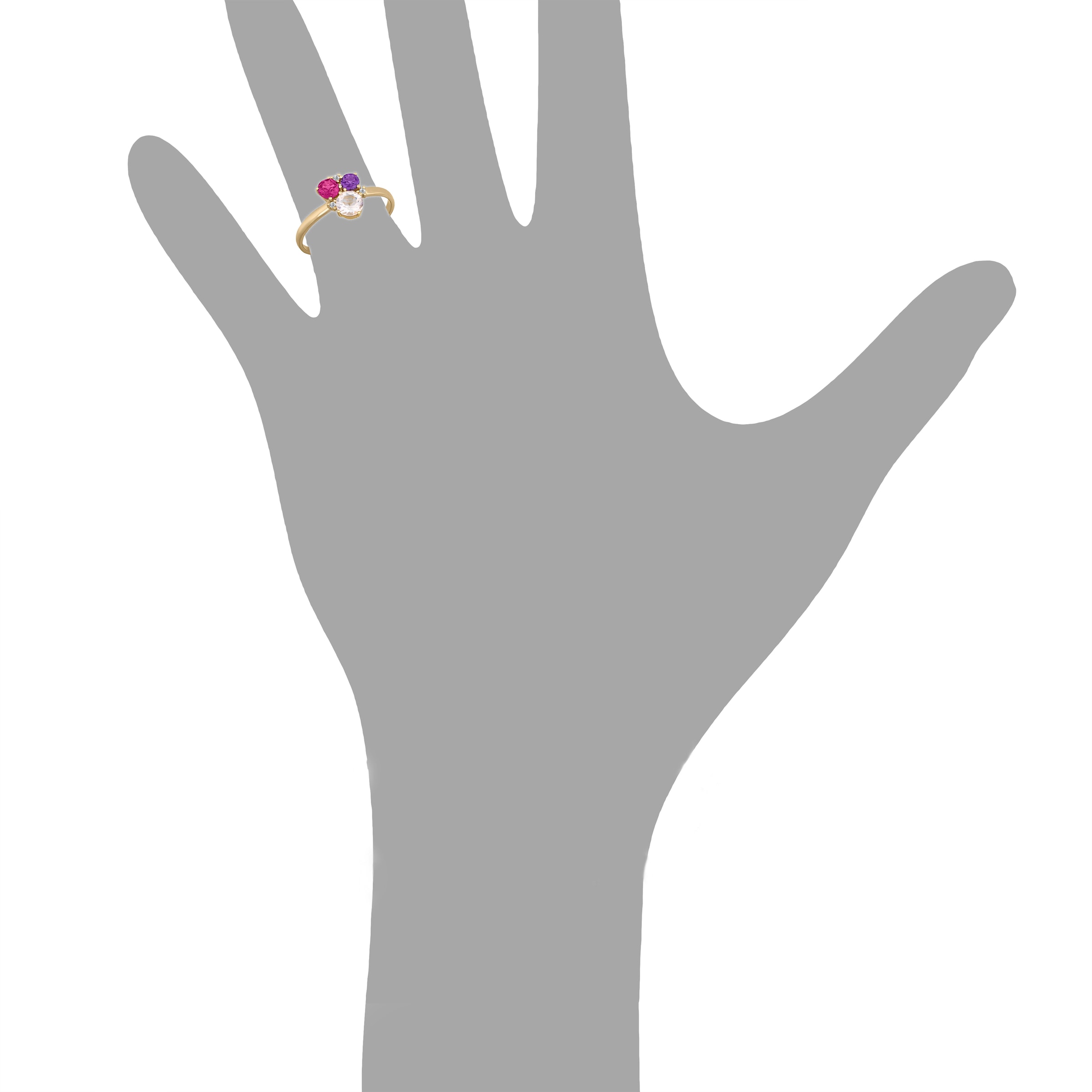 Orolino Fingerring »Gold 585 mit Rosaquartz Amethyst Rhodolith Brillant«