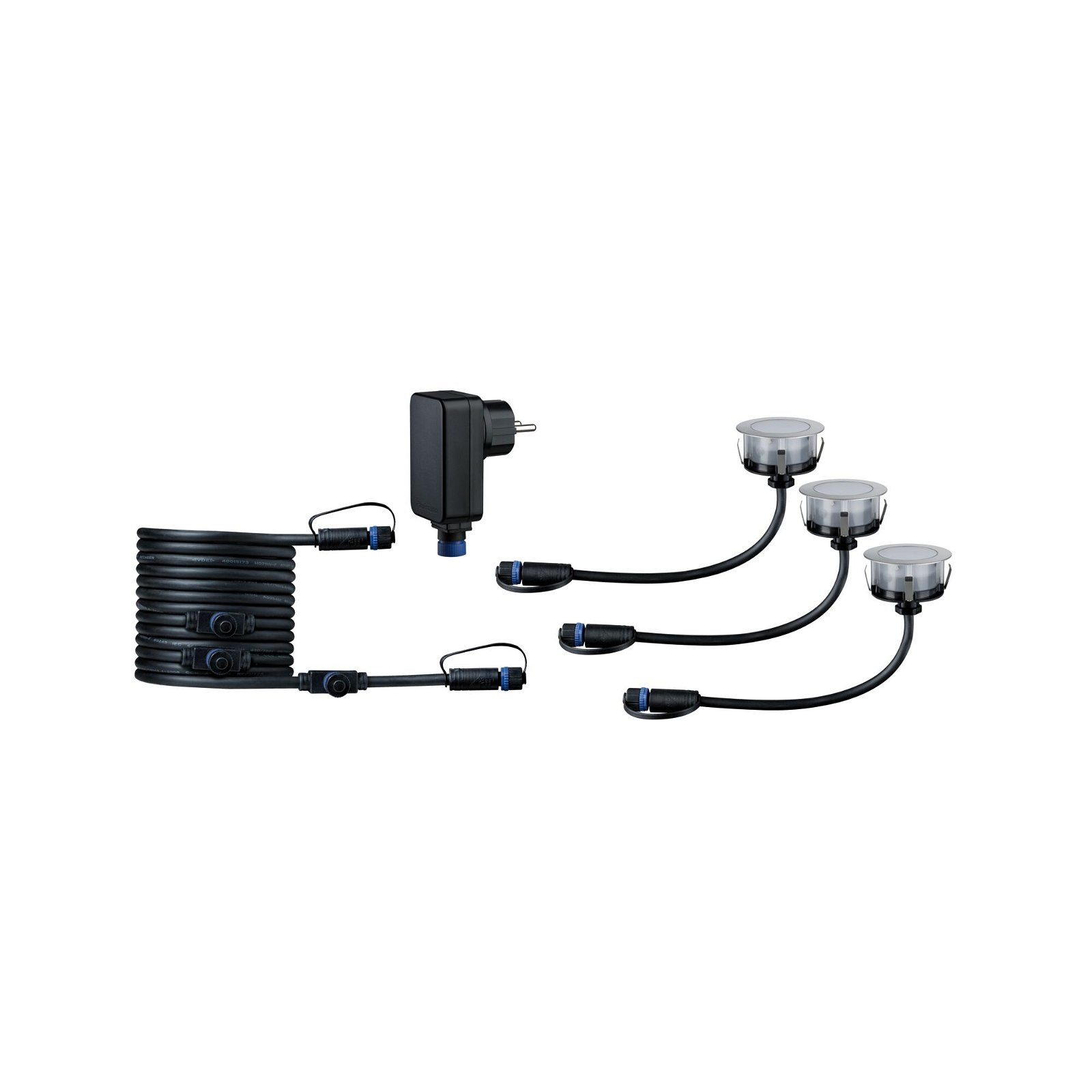 Paulmann LED Einbauleuchte »Plug & Shine Floor Basisset IP67 2200K 3x2W 21VA Silber«, 3 flammig, Bodeneinbauleuchte, Insektenfreundlich