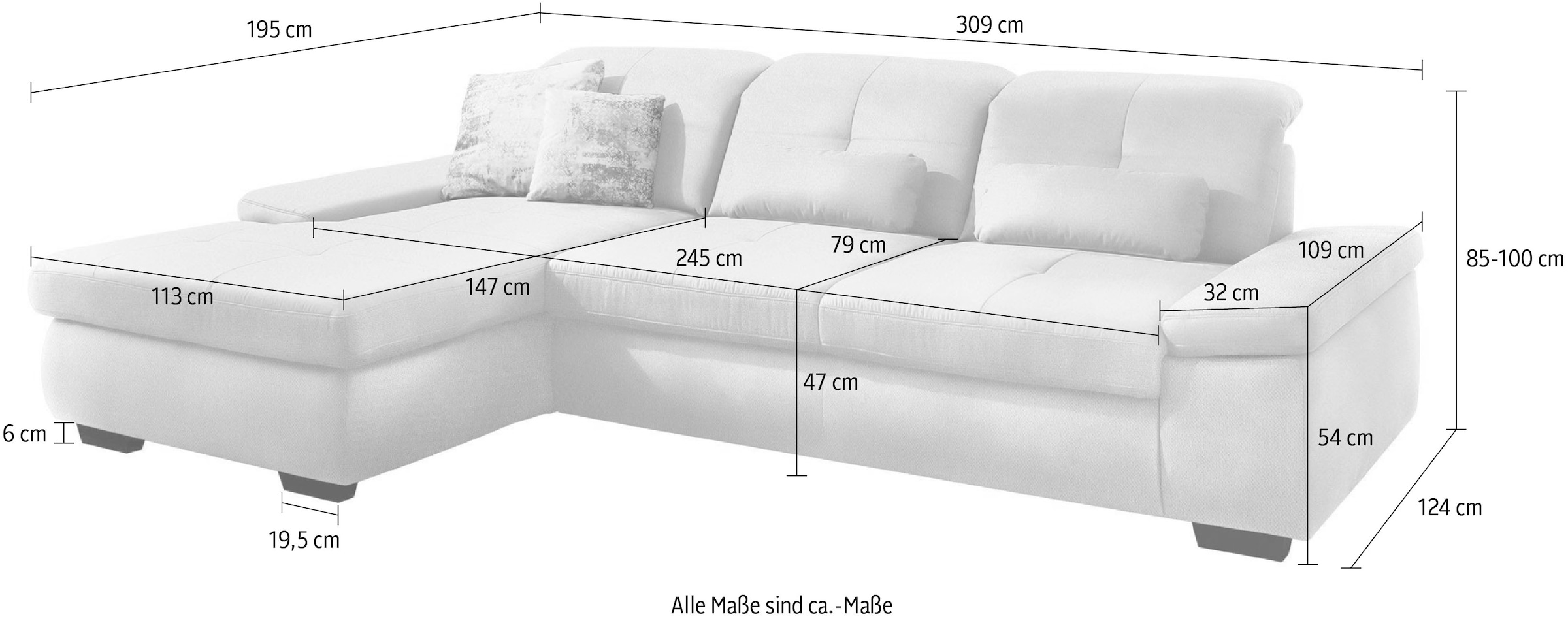 Die PlanBar Ecksofa »MP-IN16012 L-Form, mit Kaltschum-Polsterung«, inkl. Sitztiefenverstellung, wahlweise mit weiteren Funktionen