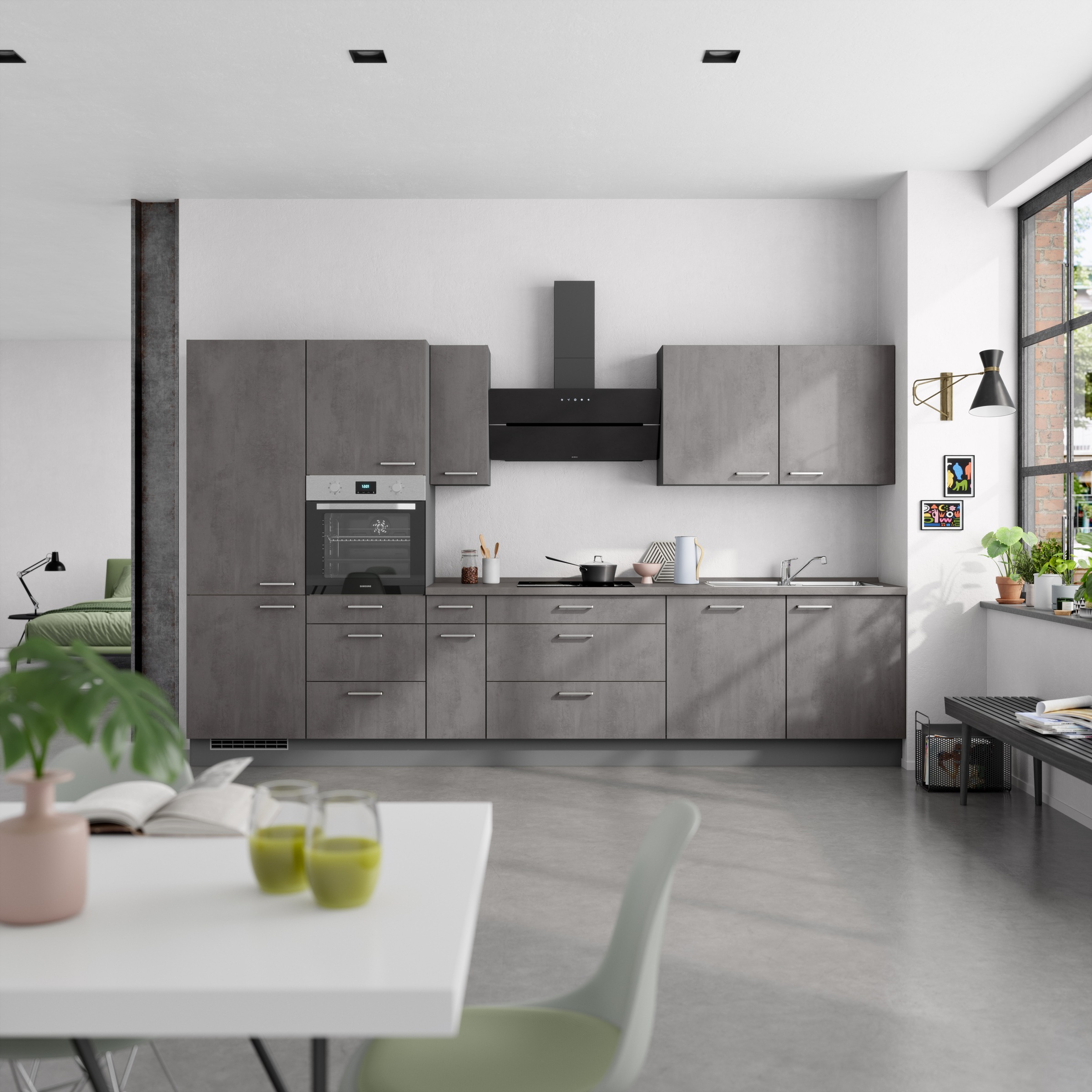 nobilia® Küchenzeile »"Riva II"«, vormontiert, Ausrichtung wählbar, Breite 360 cm, wahlw. mit E-Geräten
