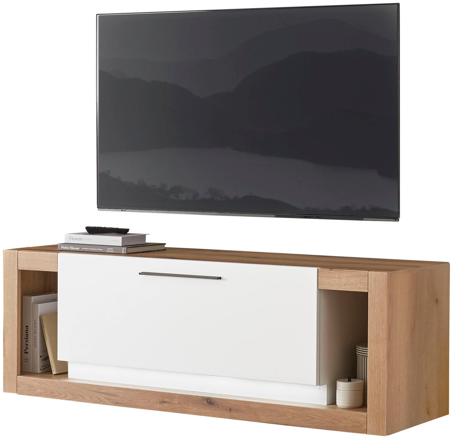 INOSIGN Lowboard »Brixen, moderner TV-Schrank, Kommode in Eiche Evoke Dekor mit Weiß«, Metallgriffe, ausreichend Stauraum, vielseitig einsetzbar