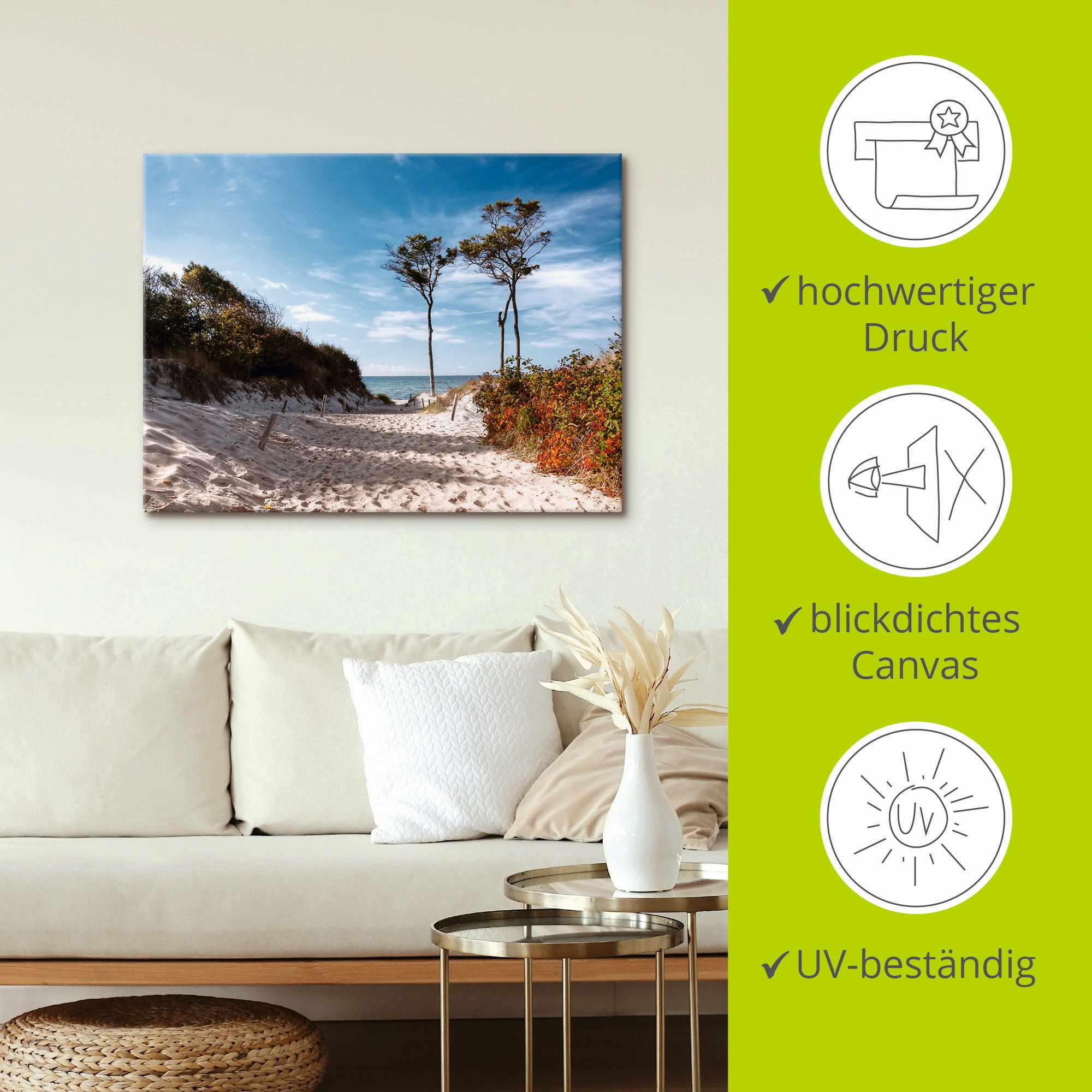 Artland Wandbild »Weststrand Darss«, Strand, (1 St.), als Leinwandbild, Poster, Wandaufkleber in verschied. Größen