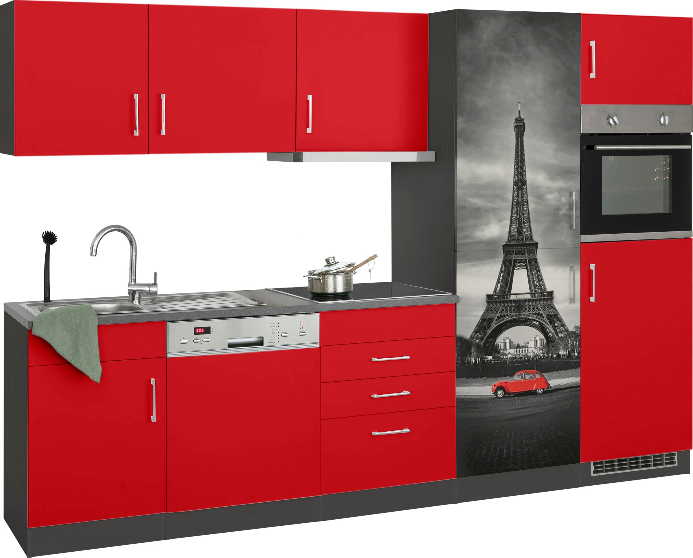 HELD MÖBEL Küchenzeile »Paris«, mit E-Geräten, Breite 290 cm, wahlweise mit Induktionskochfeld