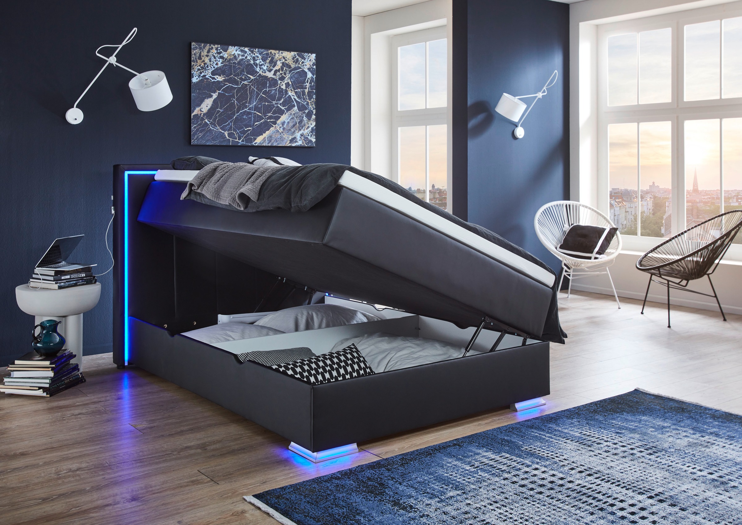 meise.möbel Boxspringbett »Colorado II«, inkl. LED-Beleuchtung & Topper