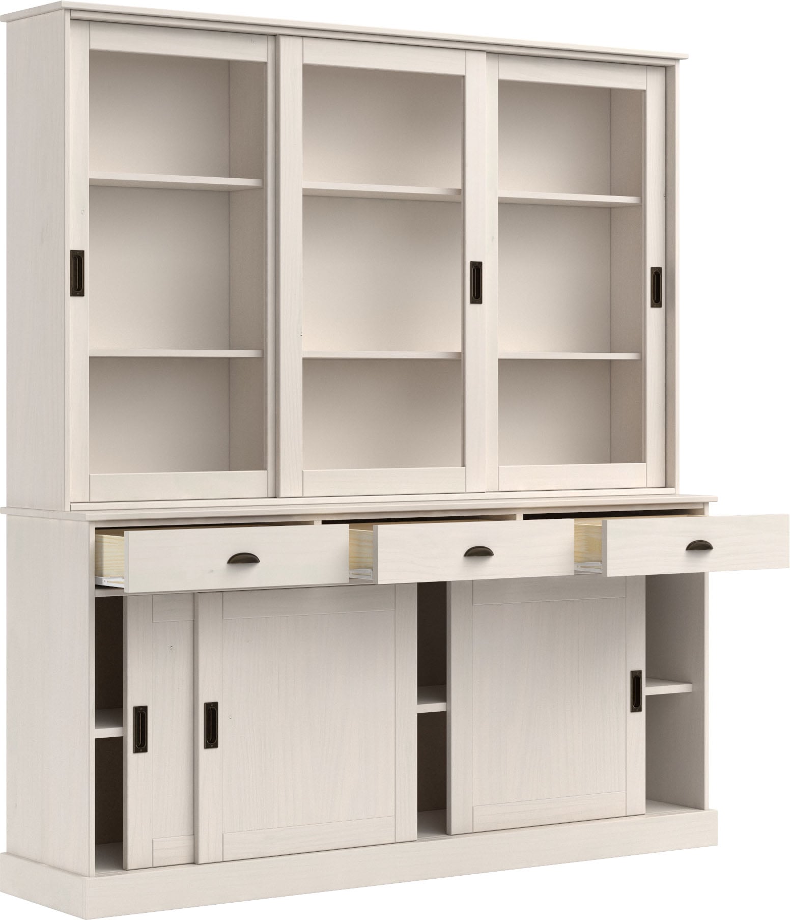 Home affaire Buffet »Schröder«, mit 6 Schiebetüren, davon 3 mit Glaseinsatz,Br.170 cm, Kiefer massiv