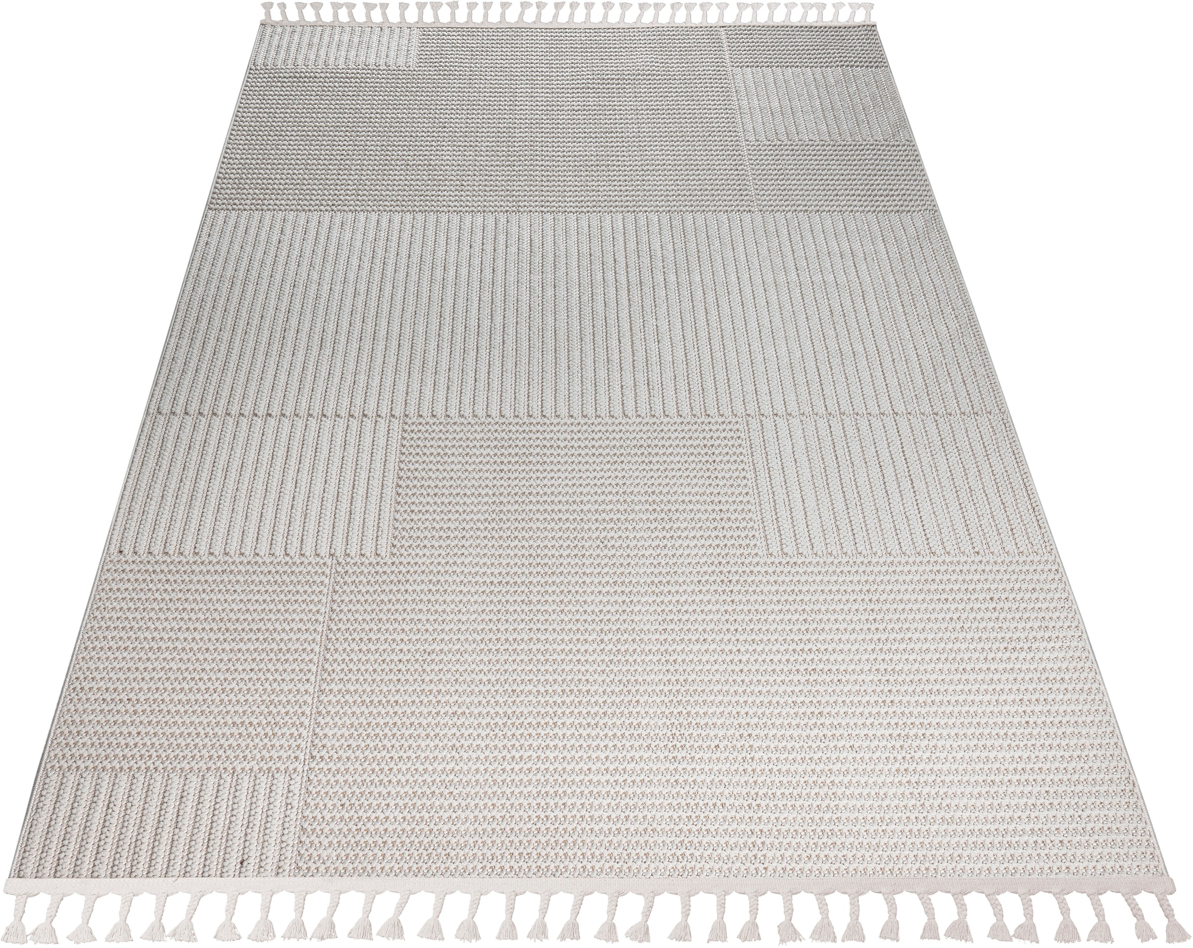 my home Teppich "Nathan" rechteckig 6 mm Höhe Woll-Optik, Hoch-Tief Struktu günstig online kaufen