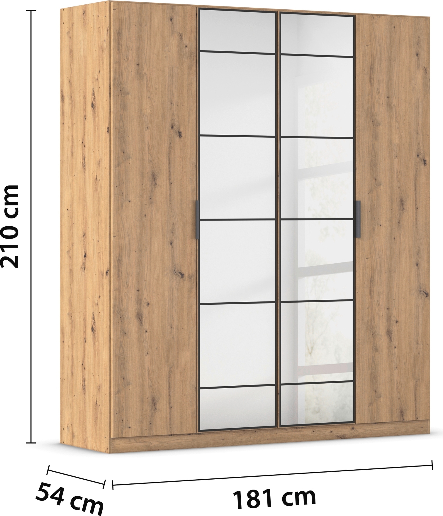 rauch Drehtürenschrank »Kleiderschrank Schrank Garderobe Schlafzimmerschrank ACERO«, Mitteltüren mit Spiegel in moderner Loft-Optik MADE IN GERMANY