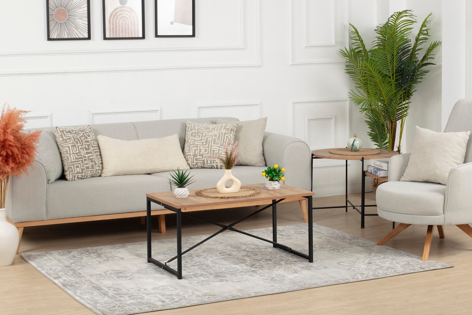 Livabliss Teppich »CORO«, rechteckig, 11 mm Höhe, Boho Kurzflor Orientteppich, Wohnzimmer, Schlafzimmer, Grau