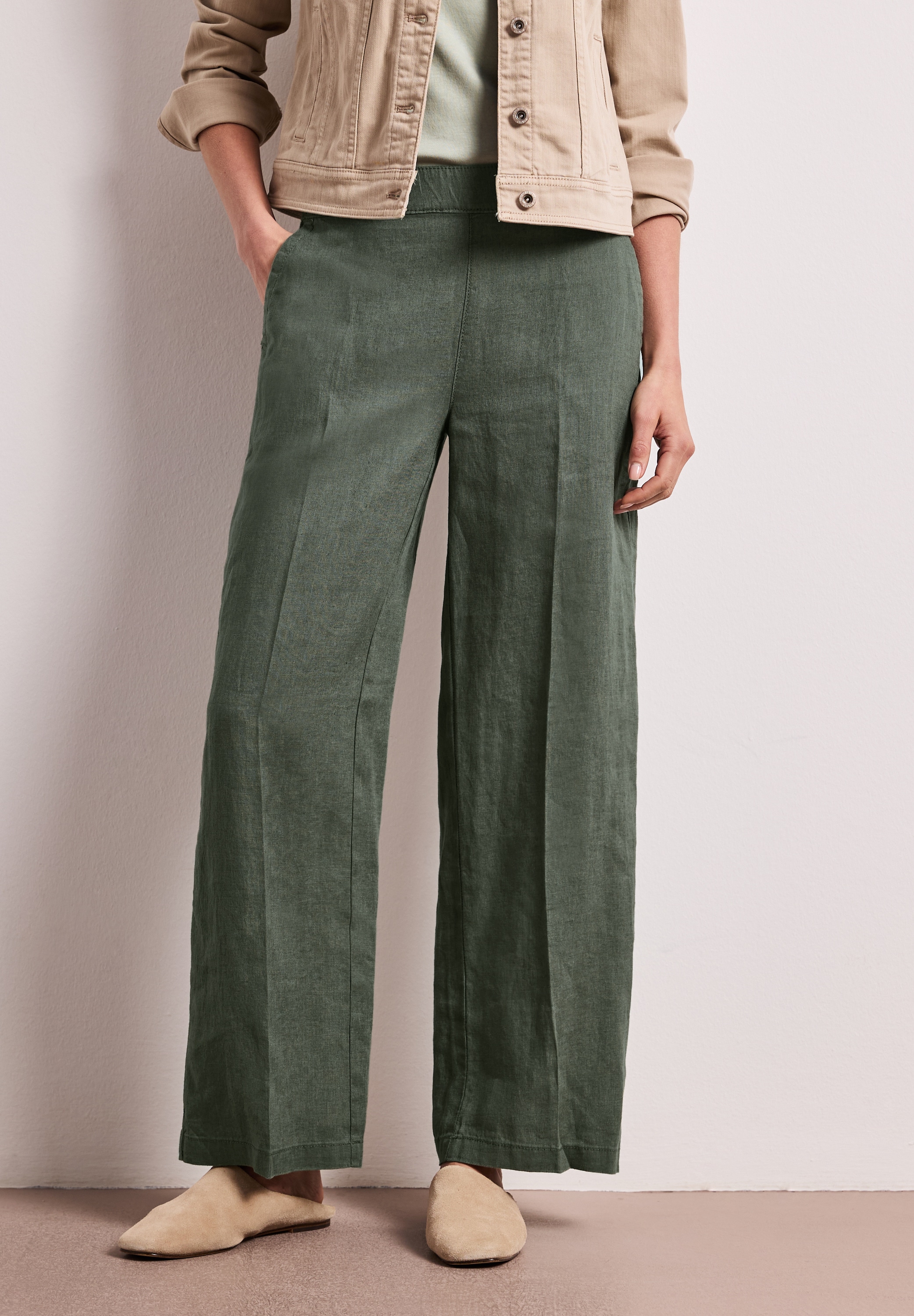 STREET ONE Stoffhose  im Loose Fit und aus Leinen