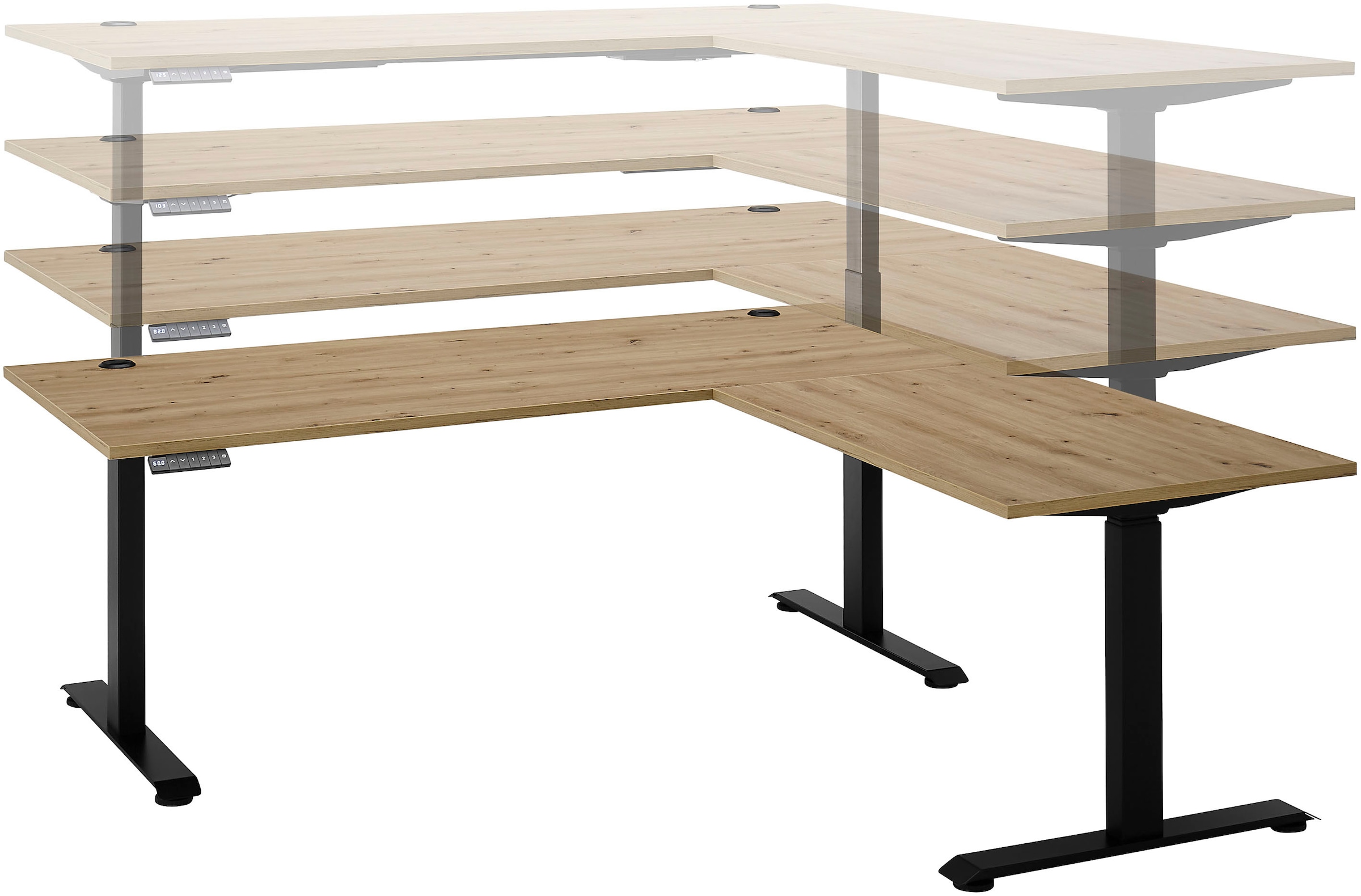 BEGA OFFICE Eckschreibtisch »Ben«, (1 St.), elektrisch höhenverstellbarer Desk mit 4 Memory Tasten, 180x177 cm