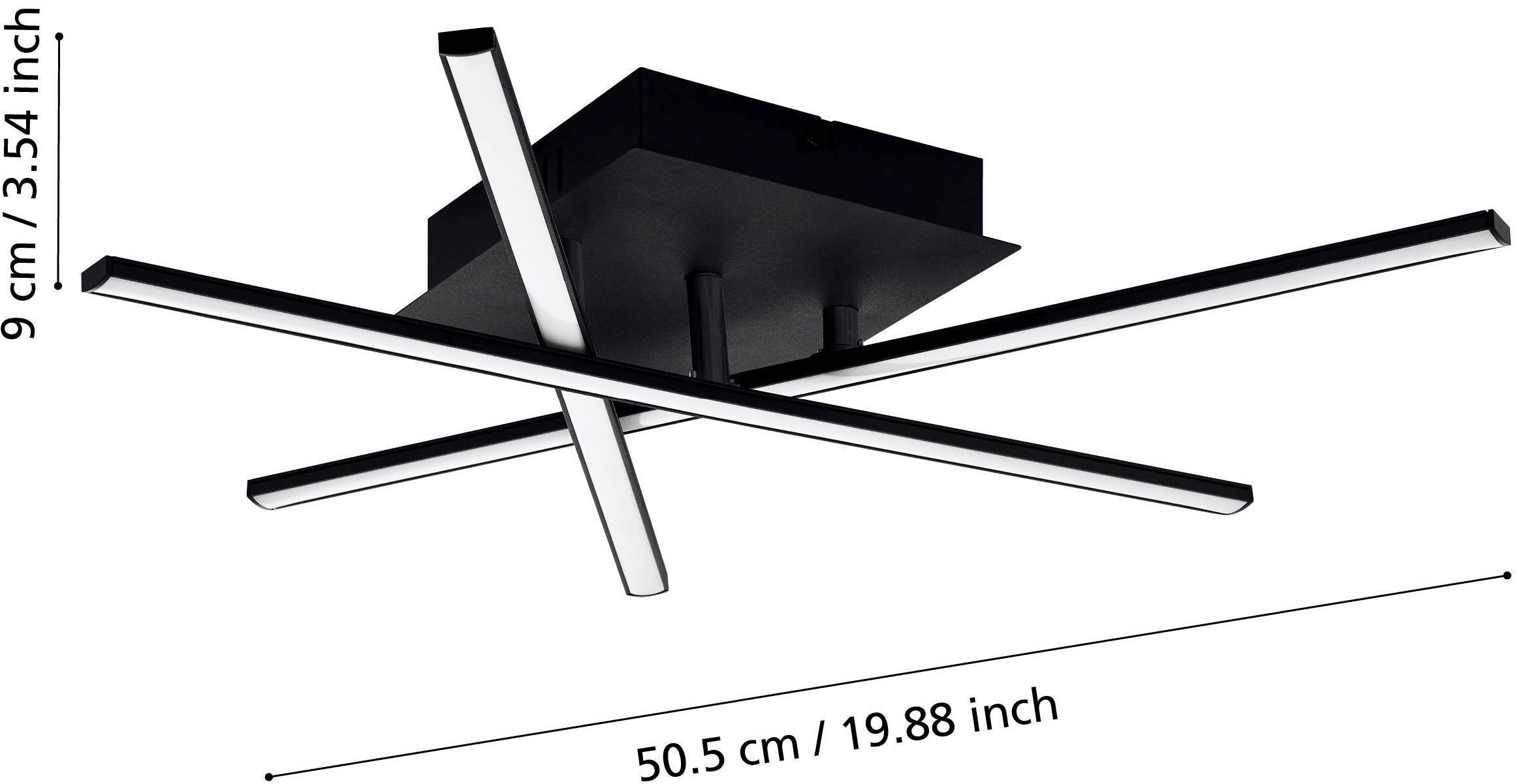 EGLO Deckenleuchte »Lasana 3 Deckenlampe, Wohnzimmerlampe, Stahl und Kunststoff, Lampe« LED-Modul 1 Stk. Warmweiß Wandlampe, Deckenlampe, Schwarz, Weiß, Wohnzimmerlampe, L 50 cm