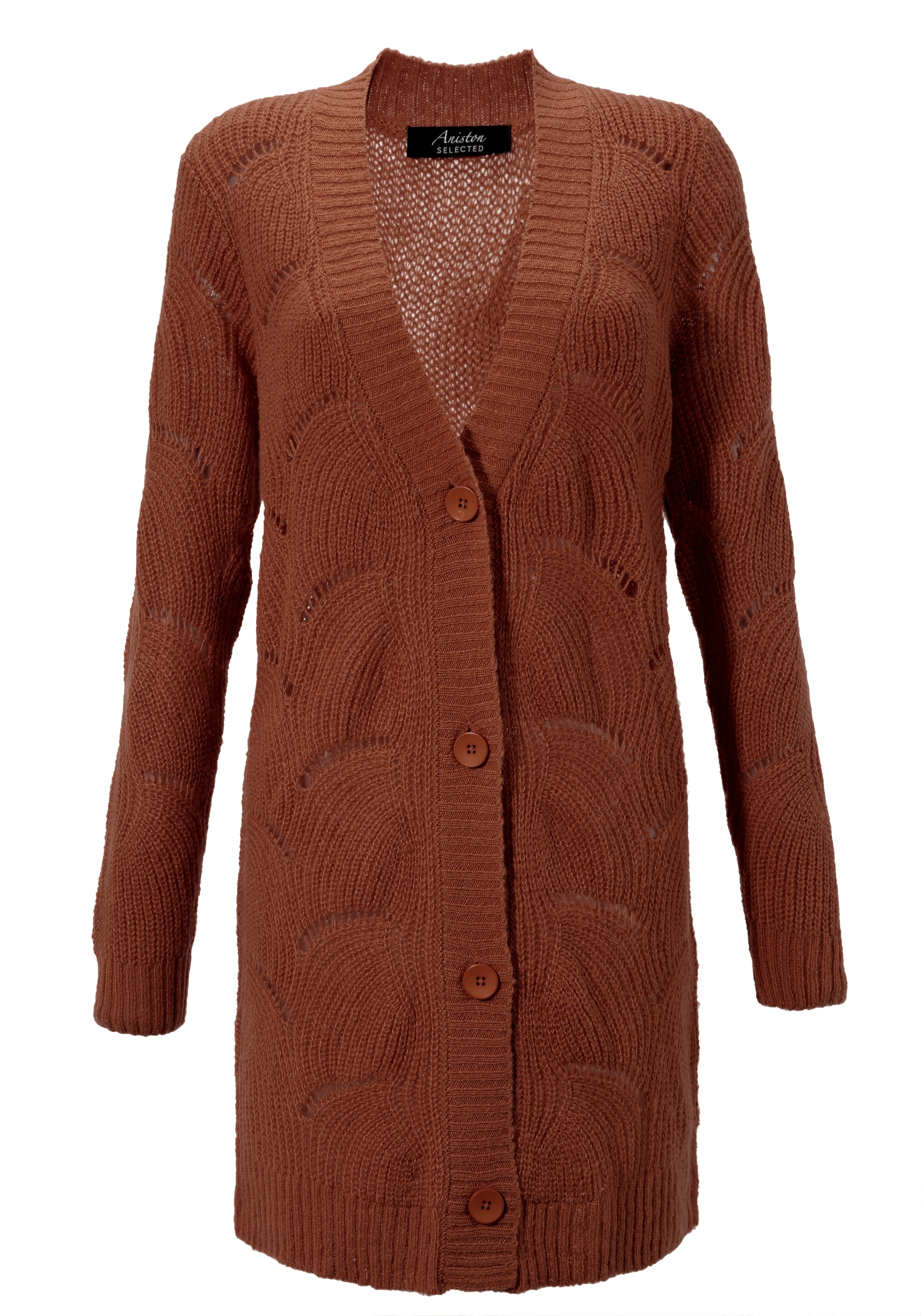 kaufen aufwendigen im SELECTED Aniston Longstrickjacke, Lochstrick bequem