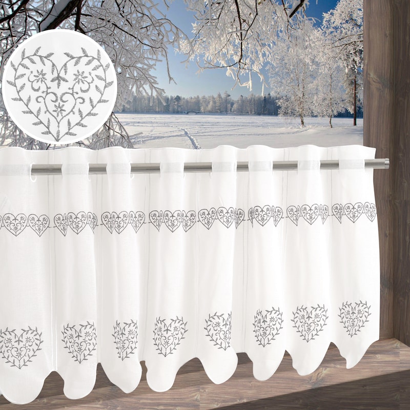 HOME AFFAIRE Scheibengardine »Bilten« Durchzuglöcher 1 Stk. tlg. grau Obermaterial: 100% Polyester 60 cm