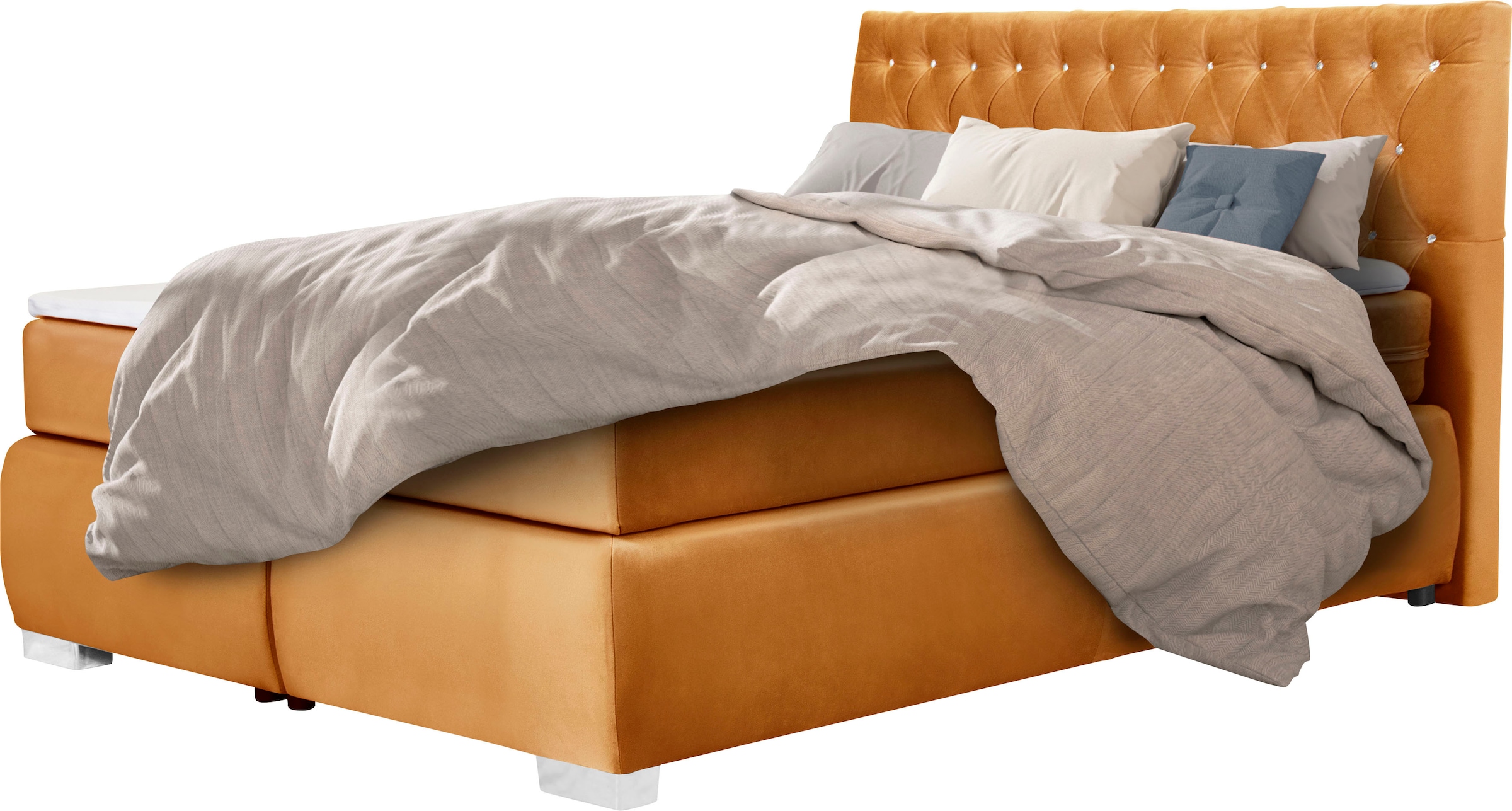 Leonique Boxspringbett »Rumba«, Taschenfederkern-Matratze in Härtegrad 3, in 4 Breiten, incl. Topper
